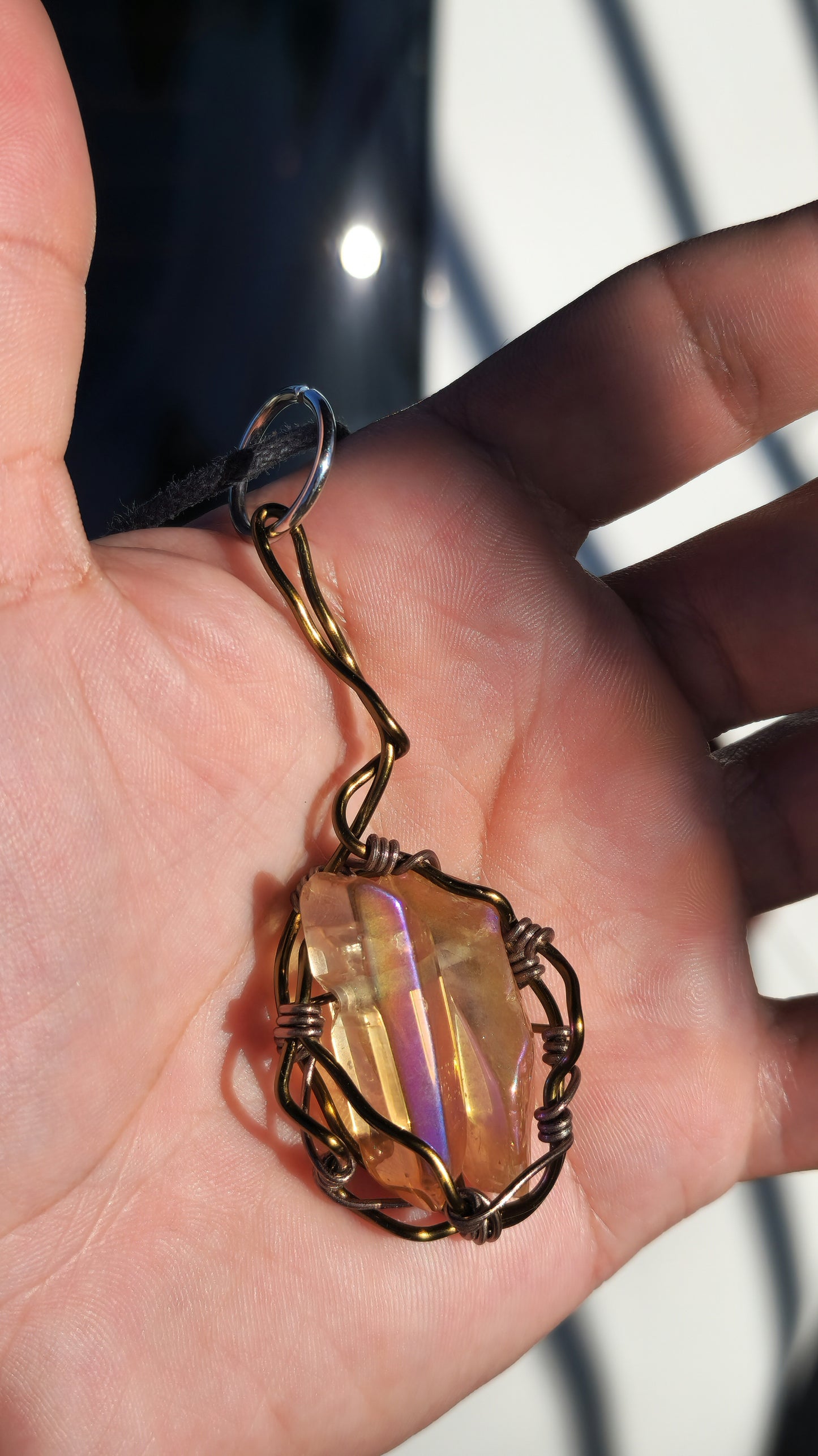 Crystal Fire Catalyst. Flashed Quartz Crystal Necklace. Made by Eyesthatburnthemind.