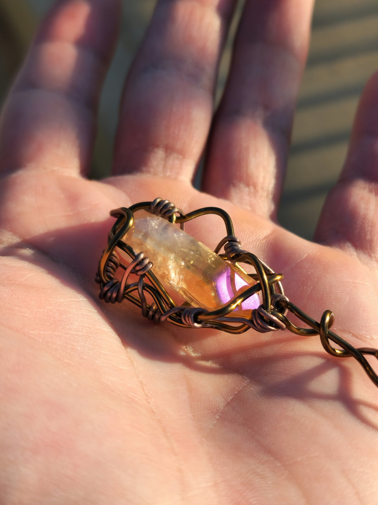 Crystal Fire Catalyst. Flashed Quartz Crystal Necklace. Made by Eyesthatburnthemind.