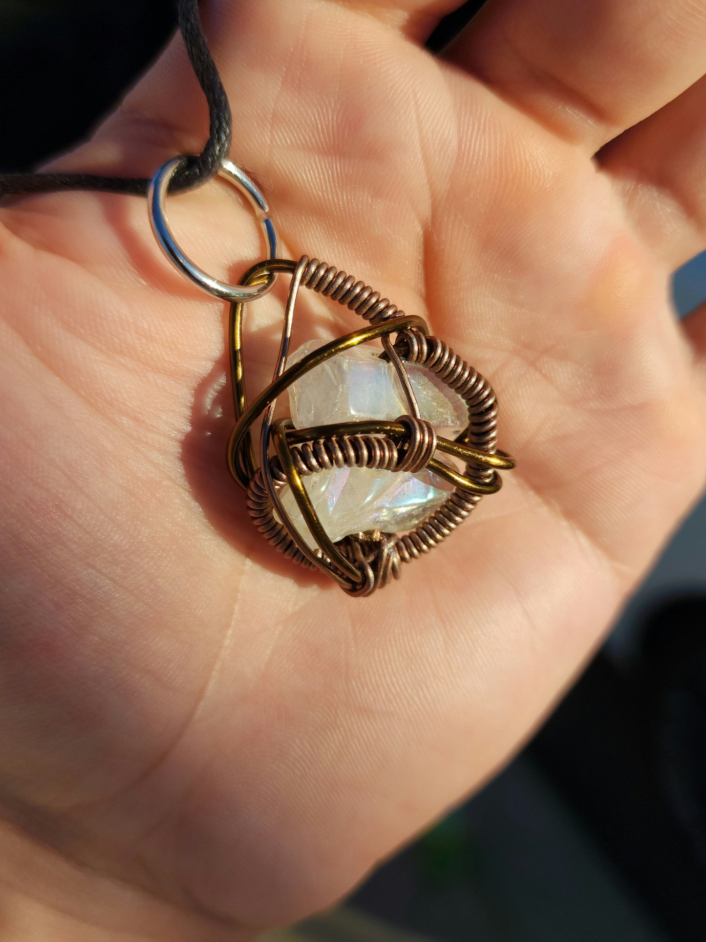 Loyal Companion. Flashed Quartz crystal necklace. Made by Eyesthatburnthemind.