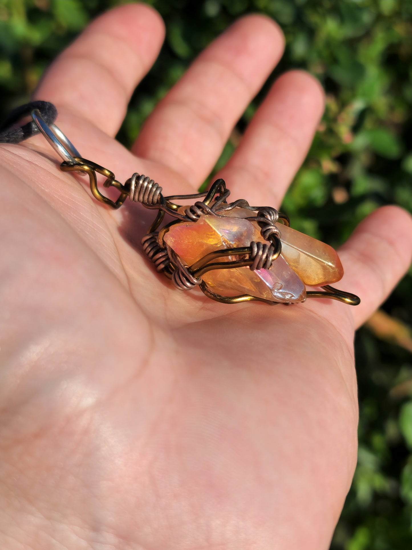 Crystal Fire Catalyst. Flashed Quartz Crystal Necklace. Made by Eyesthatburnthemind.