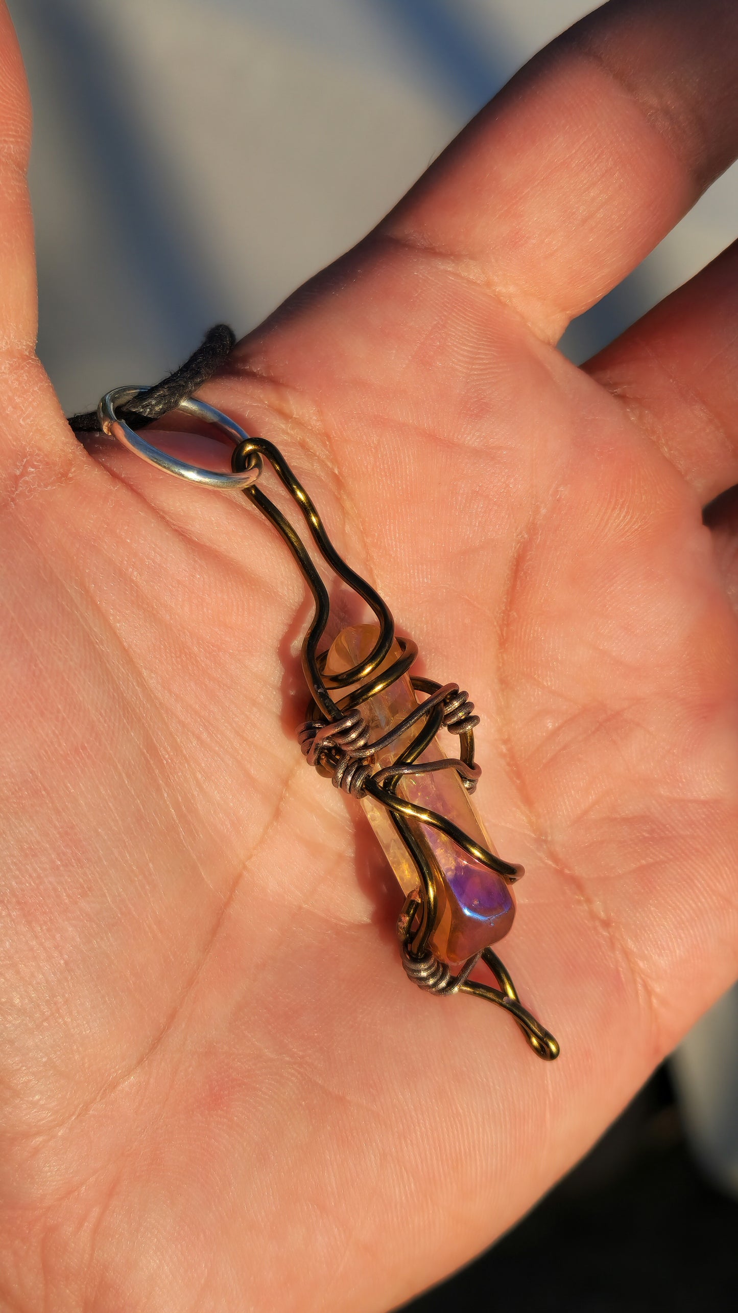 Crystal Fire Catalyst. Flashed Quartz Crystal Necklace. Made by Eyesthatburnthemind.