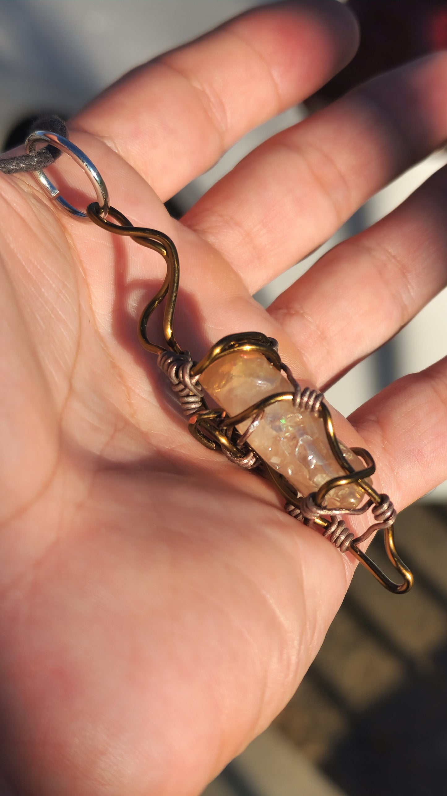 Crystal Fire Catalyst. Flashed Quartz Crystal Necklace. Made by Eyesthatburnthemind.