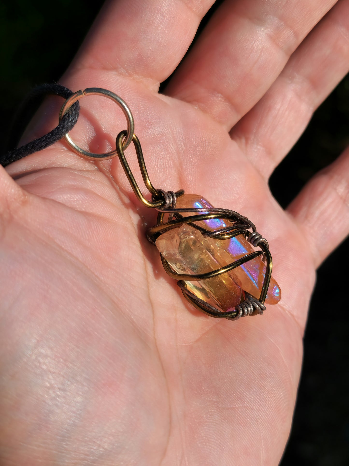 Crystal Fire Catalyst. Flashed Quartz Crystal Necklace. Made by Eyesthatburnthemind.