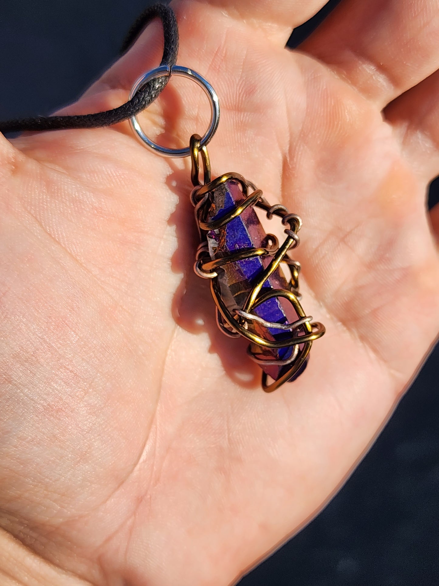 Aura Caster. Flashed crystal quartz necklace. Made by Eyesthatburnthemind.