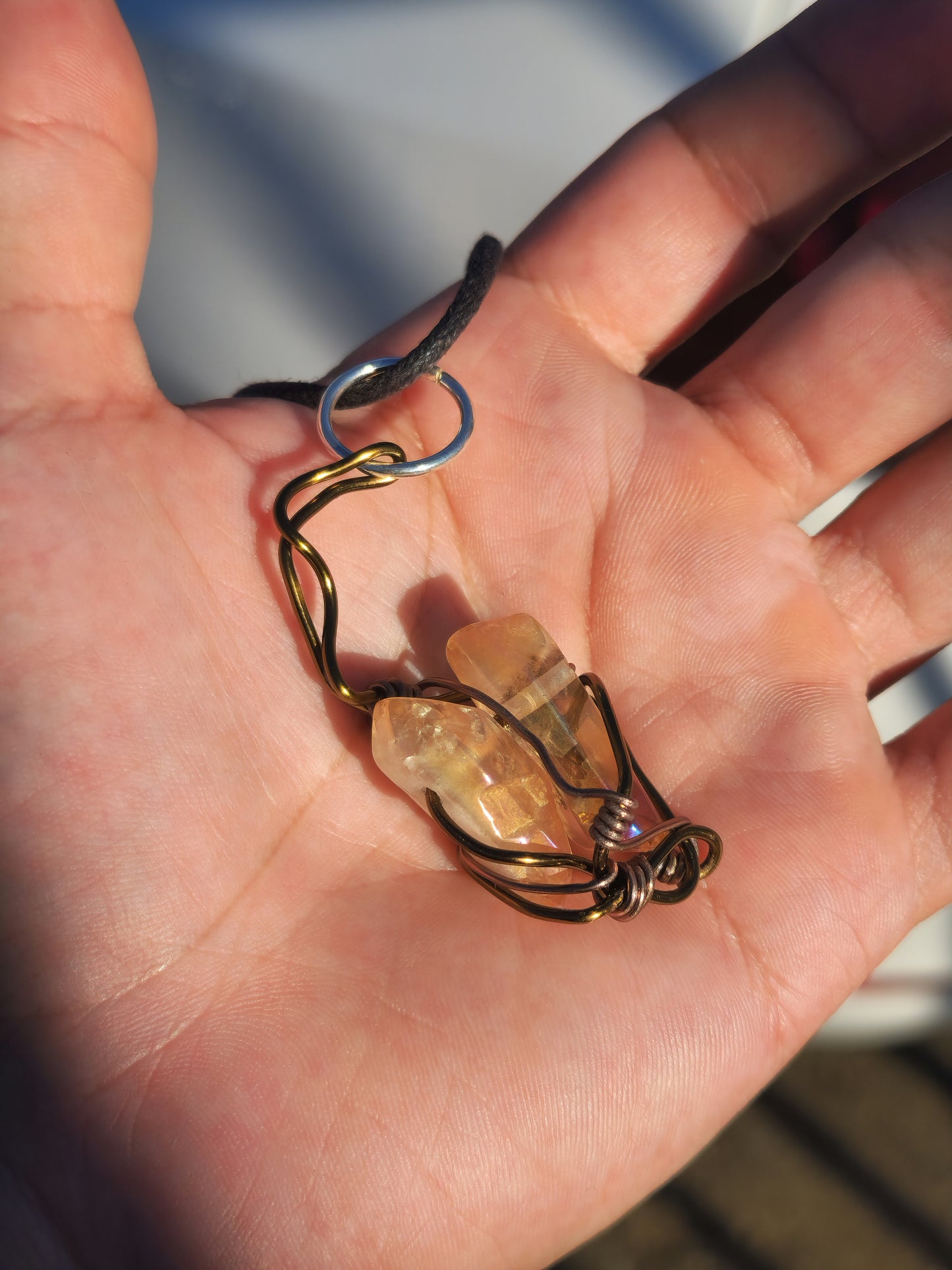 Crystal Fire Catalyst. Flashed Quartz Crystal Necklace. Made by Eyesthatburnthemind.