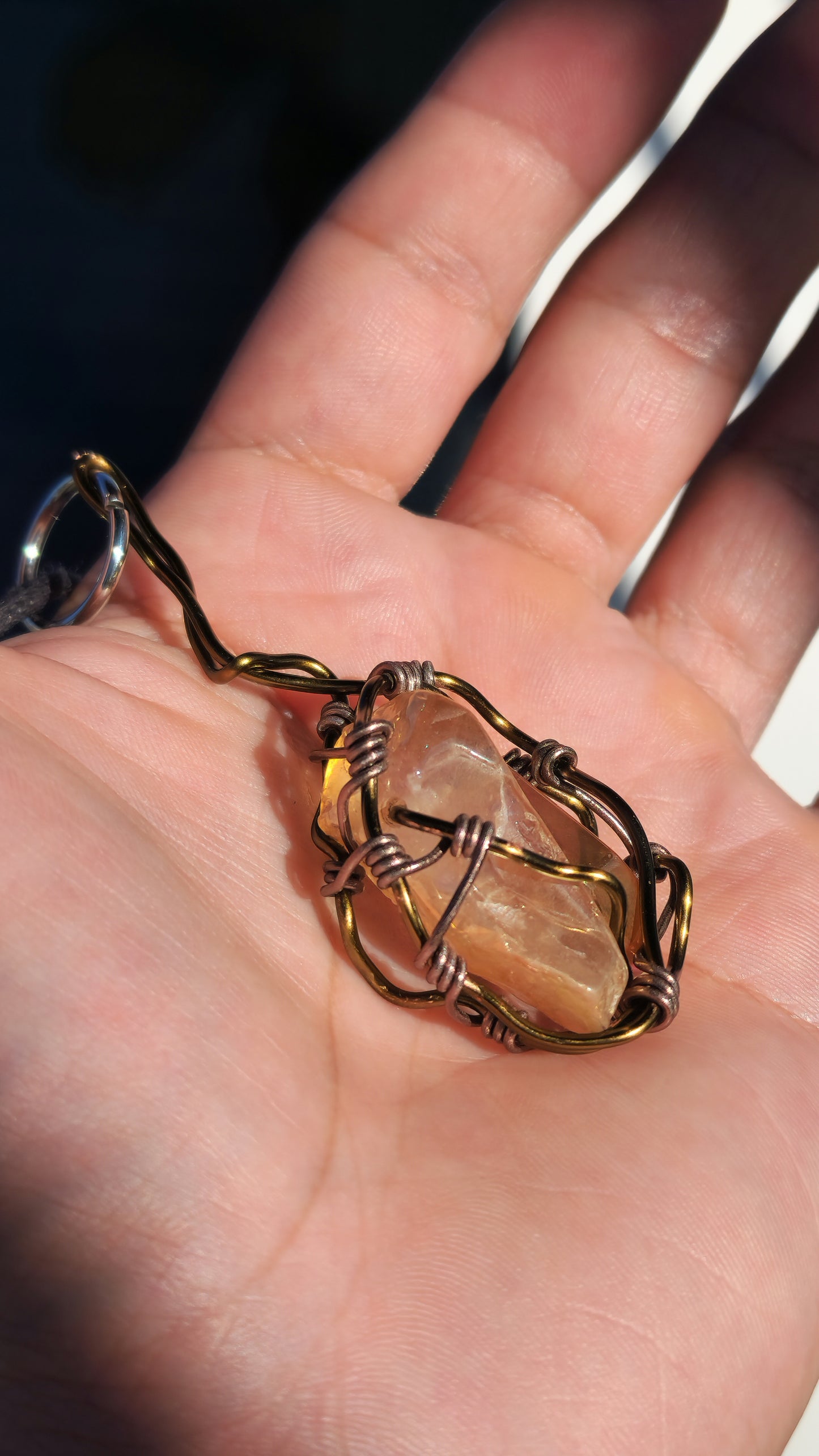 Crystal Fire Catalyst. Flashed Quartz Crystal Necklace. Made by Eyesthatburnthemind.