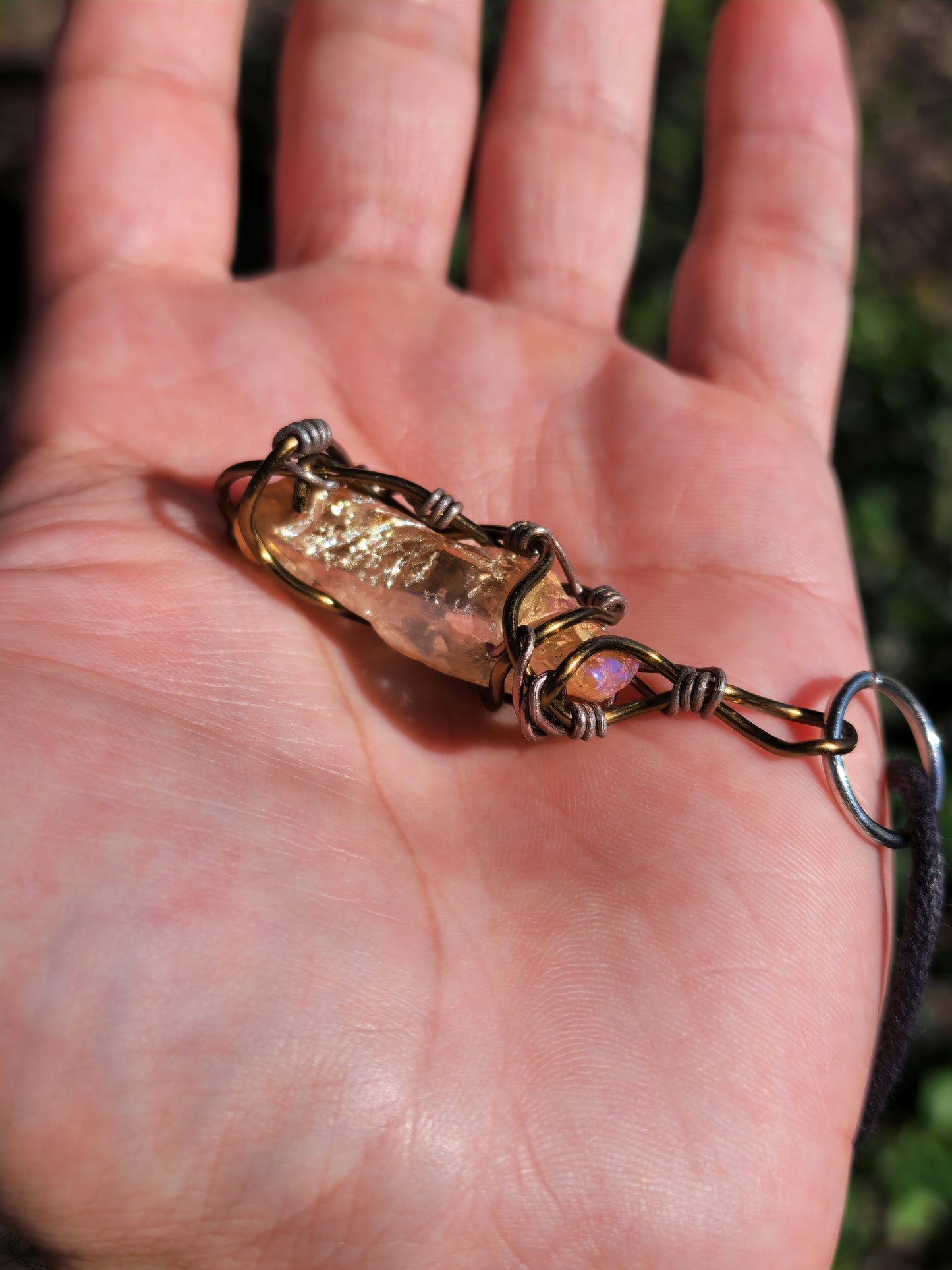 Crystal Fire Catalyst. Flashed Quartz Crystal Necklace. Made by Eyesthatburnthemind.