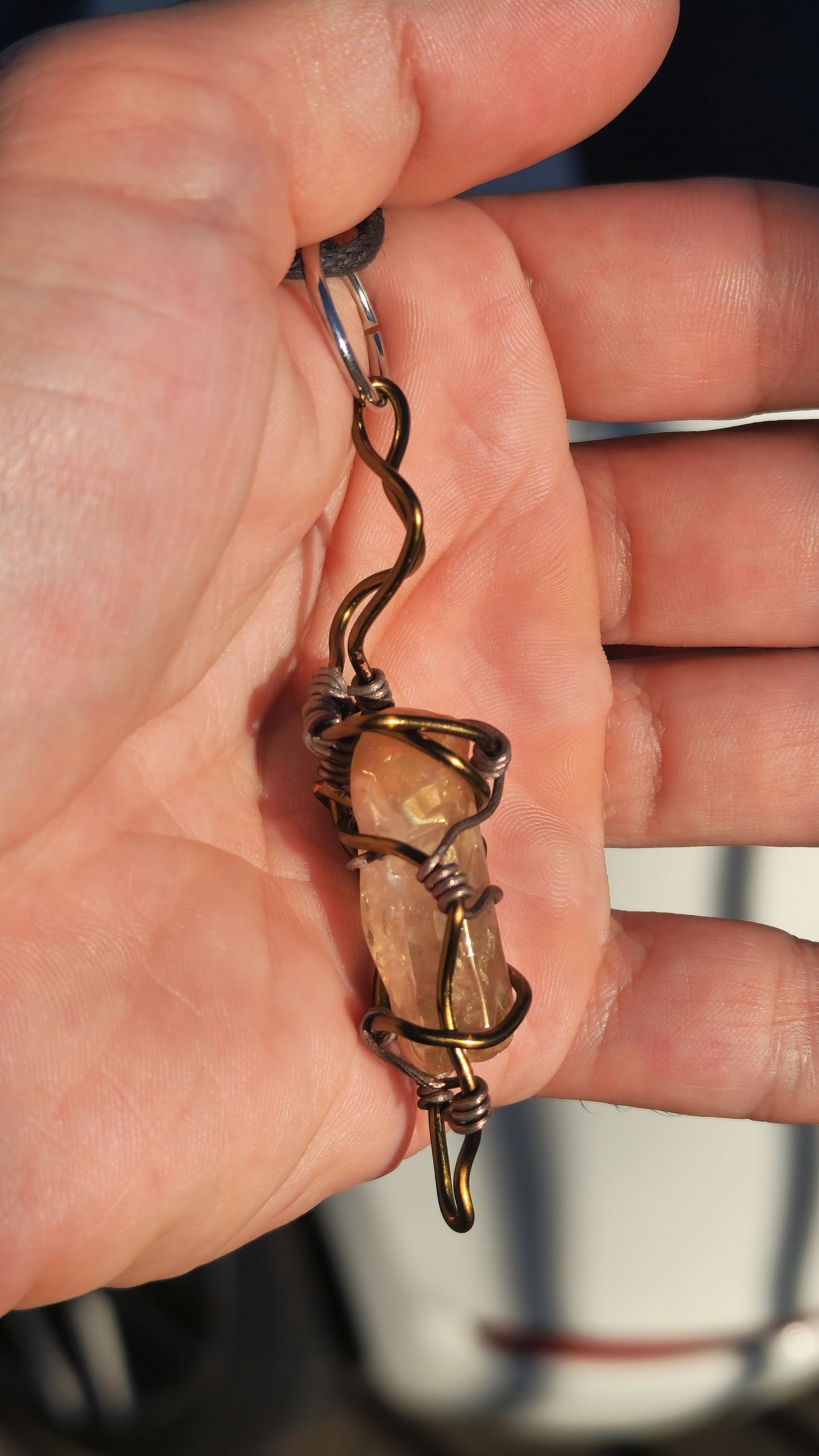 Crystal Fire Catalyst. Flashed Quartz Crystal Necklace. Made by Eyesthatburnthemind.