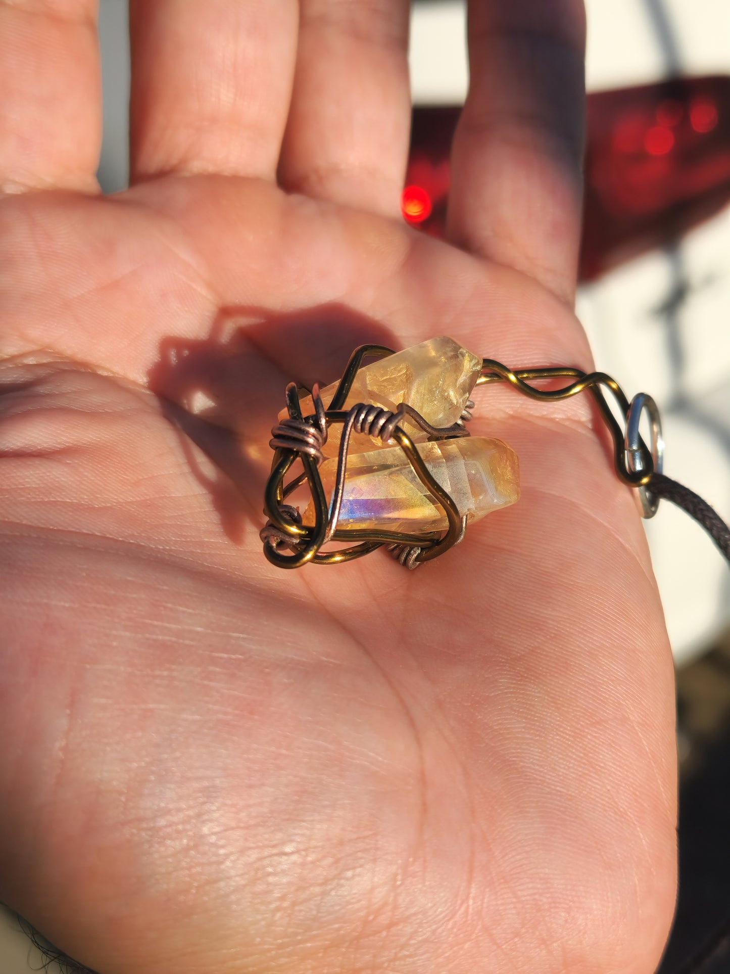 Crystal Fire Catalyst. Flashed Quartz Crystal Necklace. Made by Eyesthatburnthemind.