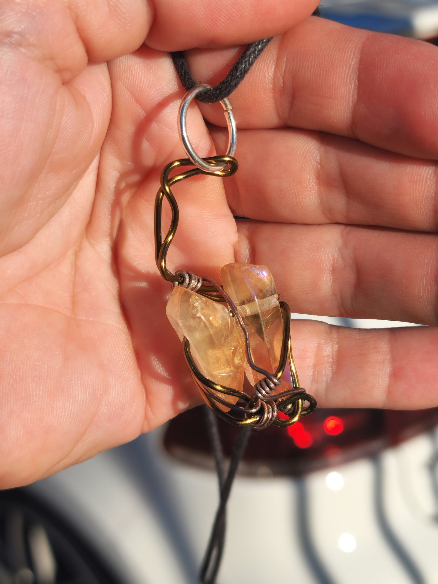 Crystal Fire Catalyst. Flashed Quartz Crystal Necklace. Made by Eyesthatburnthemind.