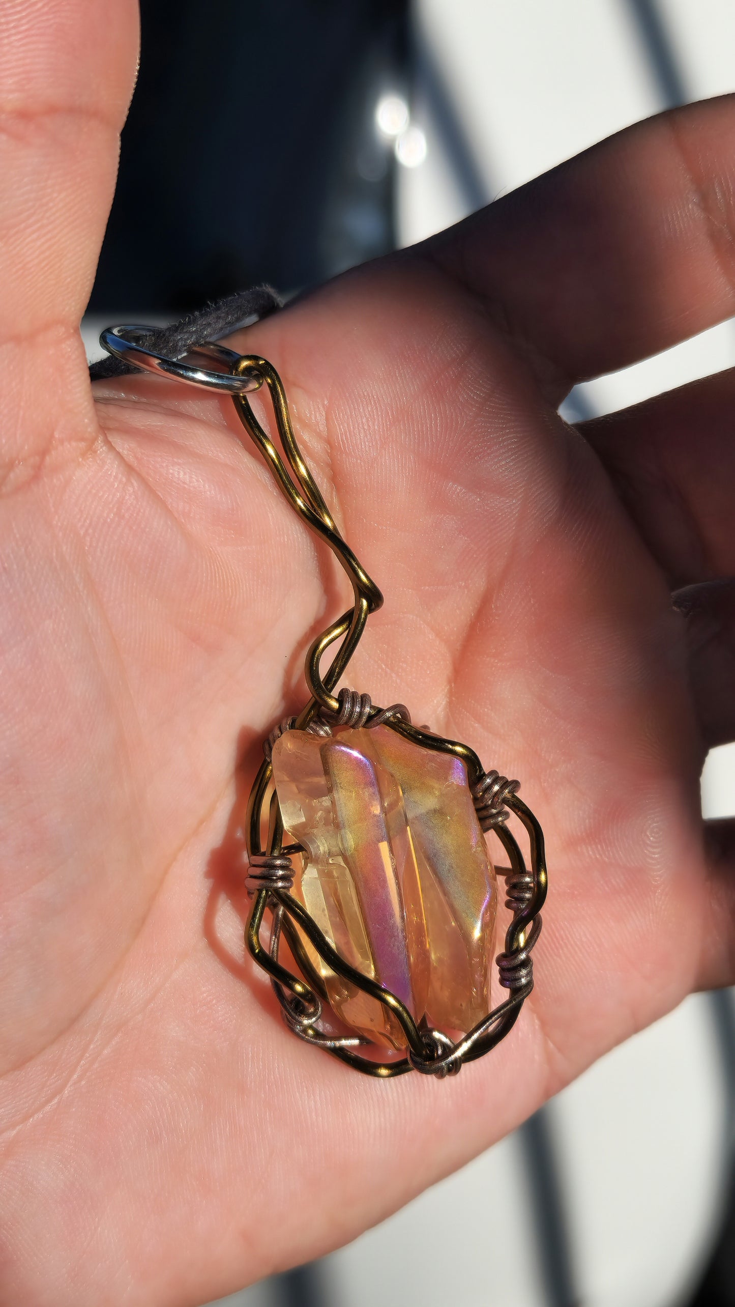 Crystal Fire Catalyst. Flashed Quartz Crystal Necklace. Made by Eyesthatburnthemind.