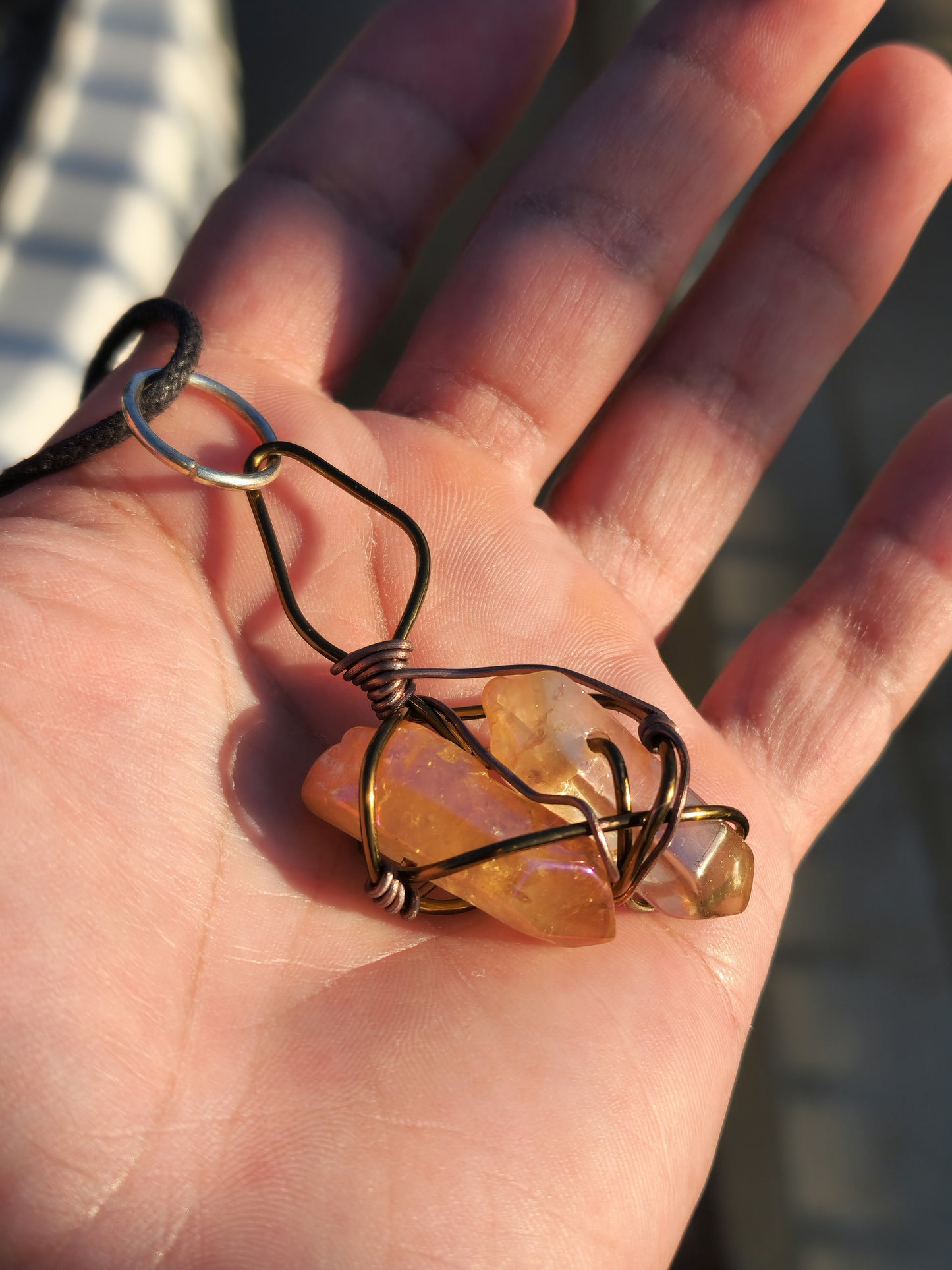 Crystal Fire Catalyst. Flashed Quartz Crystal Necklace. Made by Eyesthatburnthemind.