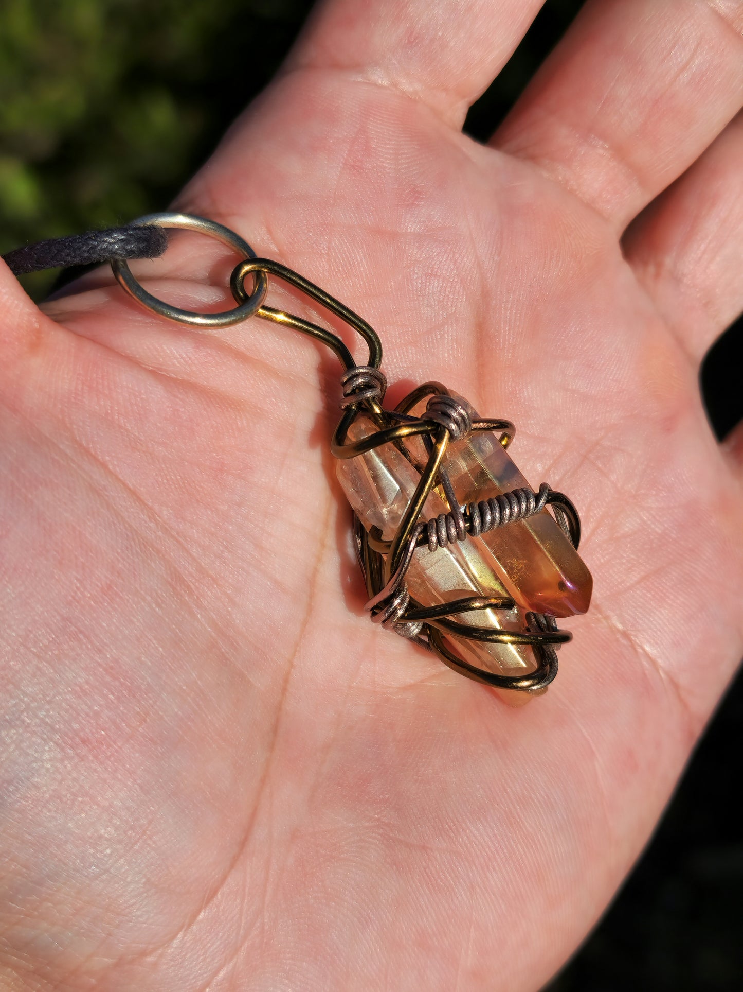 Crystal Fire Catalyst. Flashed Quartz Crystal Necklace. Made by Eyesthatburnthemind.