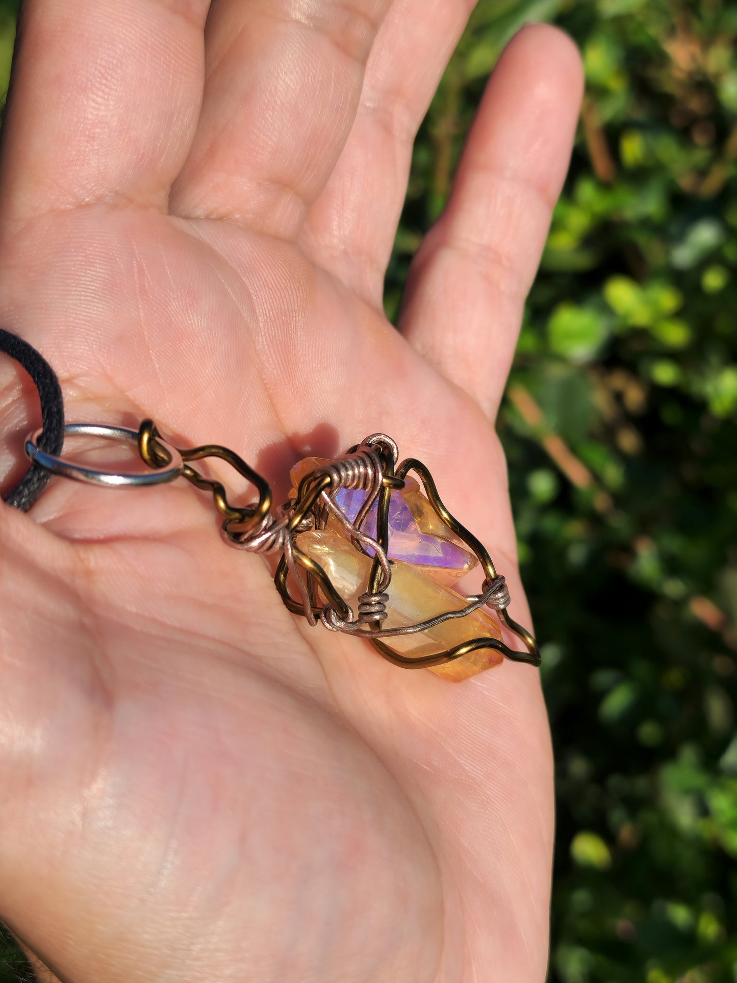 Crystal Fire Catalyst. Flashed Quartz Crystal Necklace. Made by Eyesthatburnthemind.