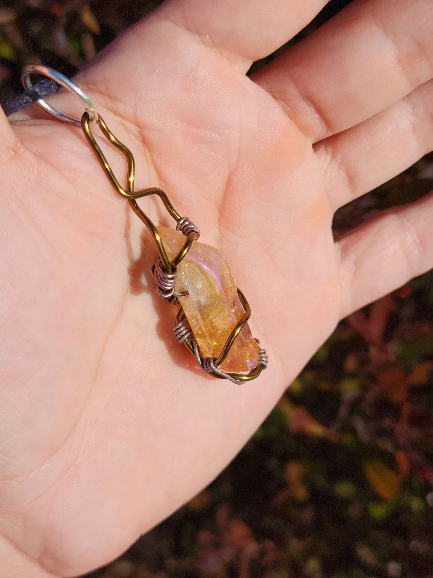 Crystal Fire Catalyst. Flashed Quartz Crystal Necklace. Made by Eyesthatburnthemind.