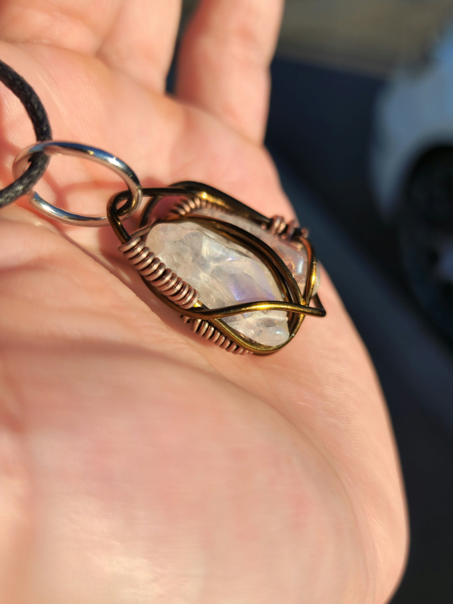 Loyal Companion. Flashed Quartz crystal necklace. Made by Eyesthatburnthemind.