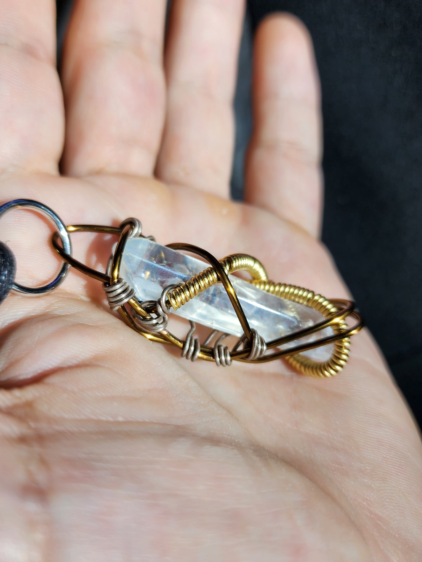 Aura Reflection. Flashed quartz crystal necklace. Made by Eyesthatburnthemind.