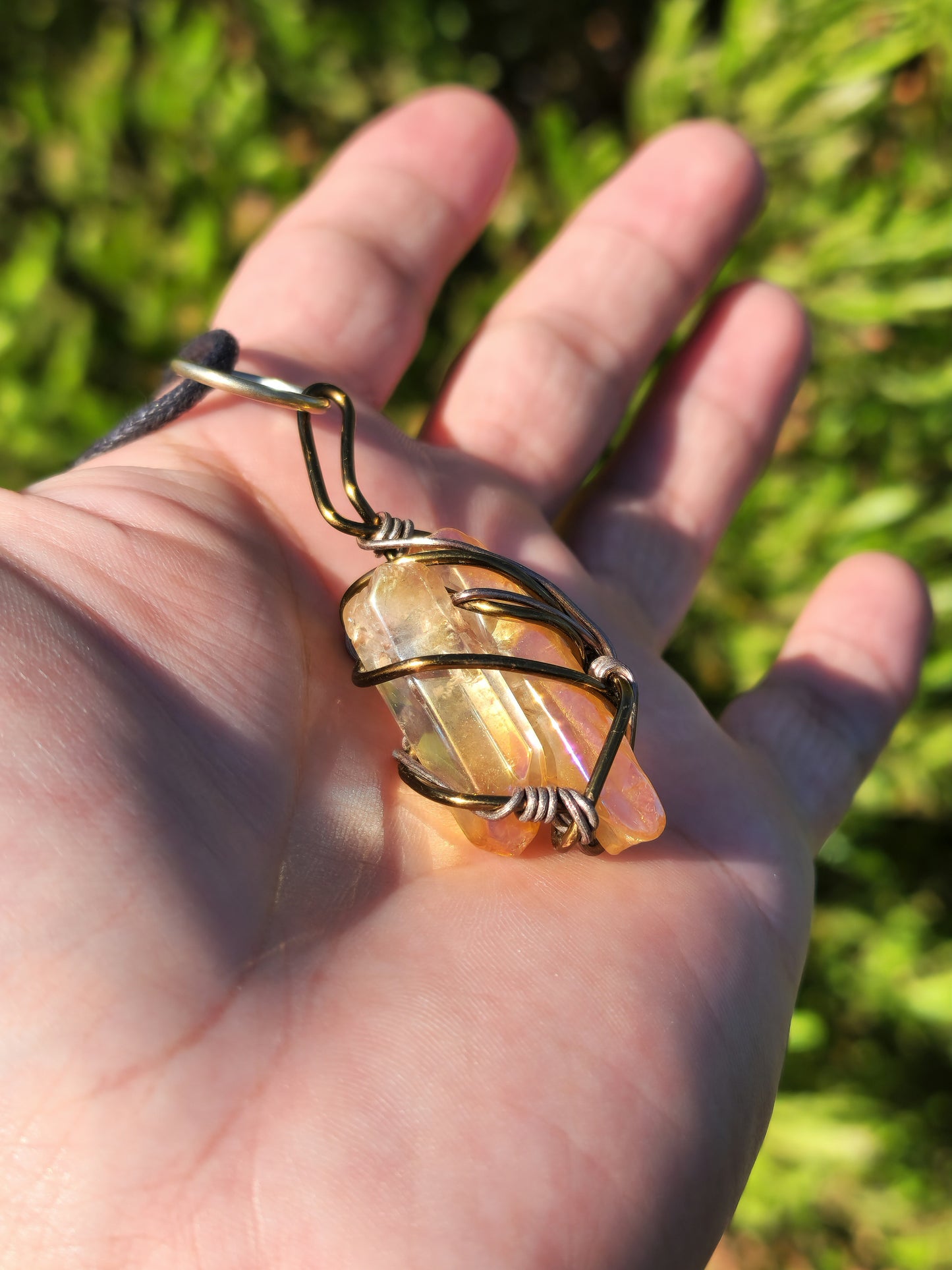 Crystal Fire Catalyst. Flashed Quartz Crystal Necklace. Made by Eyesthatburnthemind.