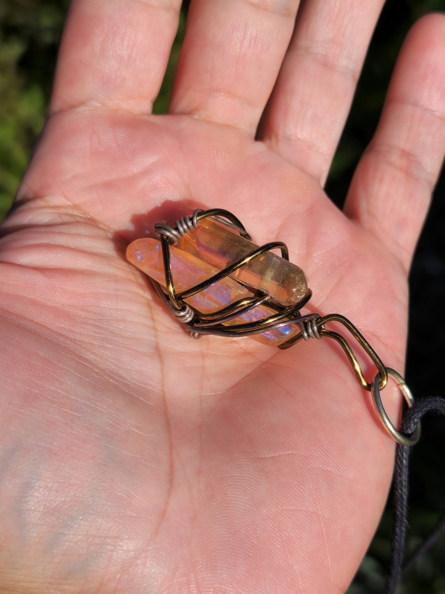 Crystal Fire Catalyst. Flashed Quartz Crystal Necklace. Made by Eyesthatburnthemind.