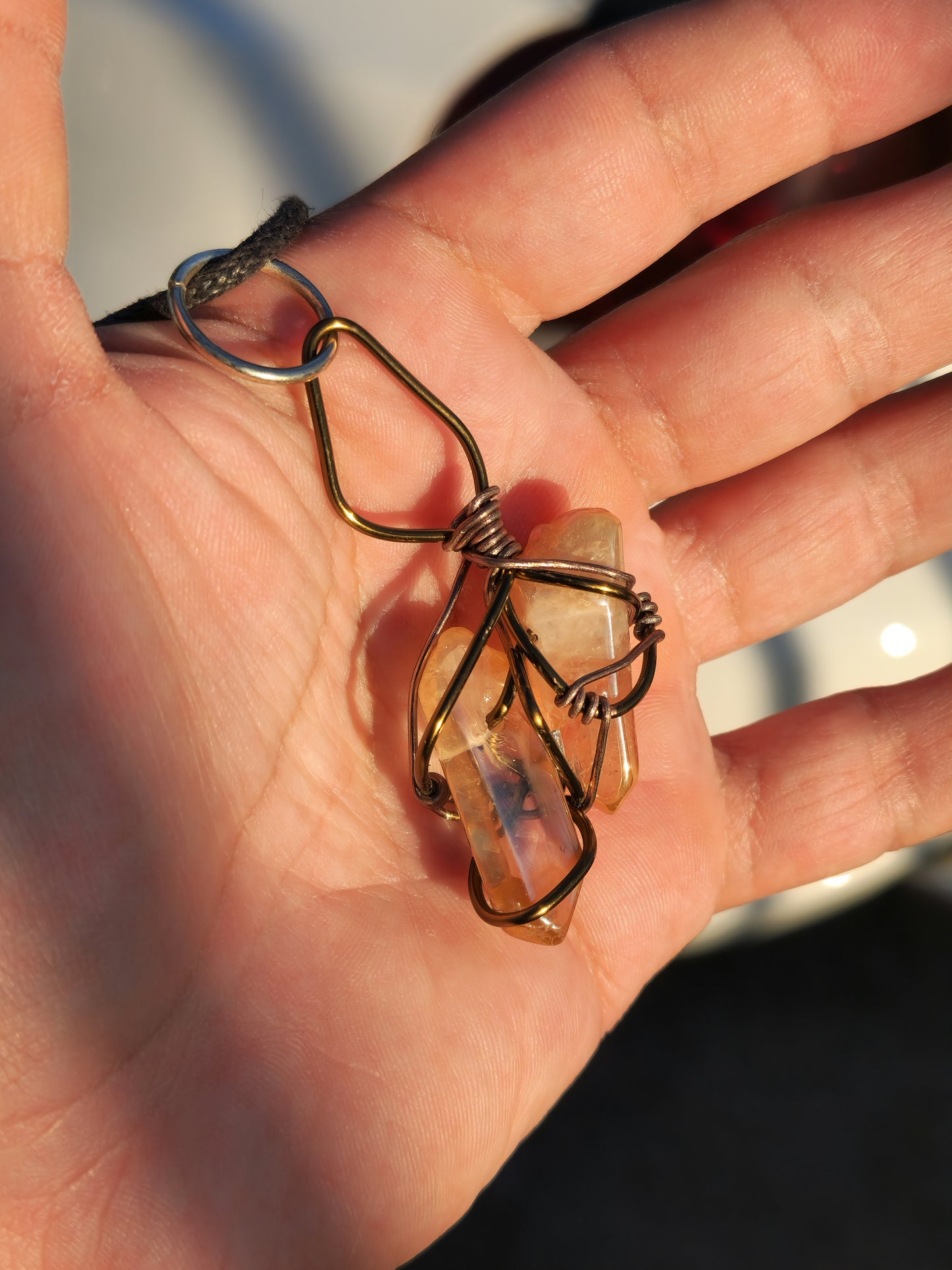 Crystal Fire Catalyst. Flashed Quartz Crystal Necklace. Made by Eyesthatburnthemind.