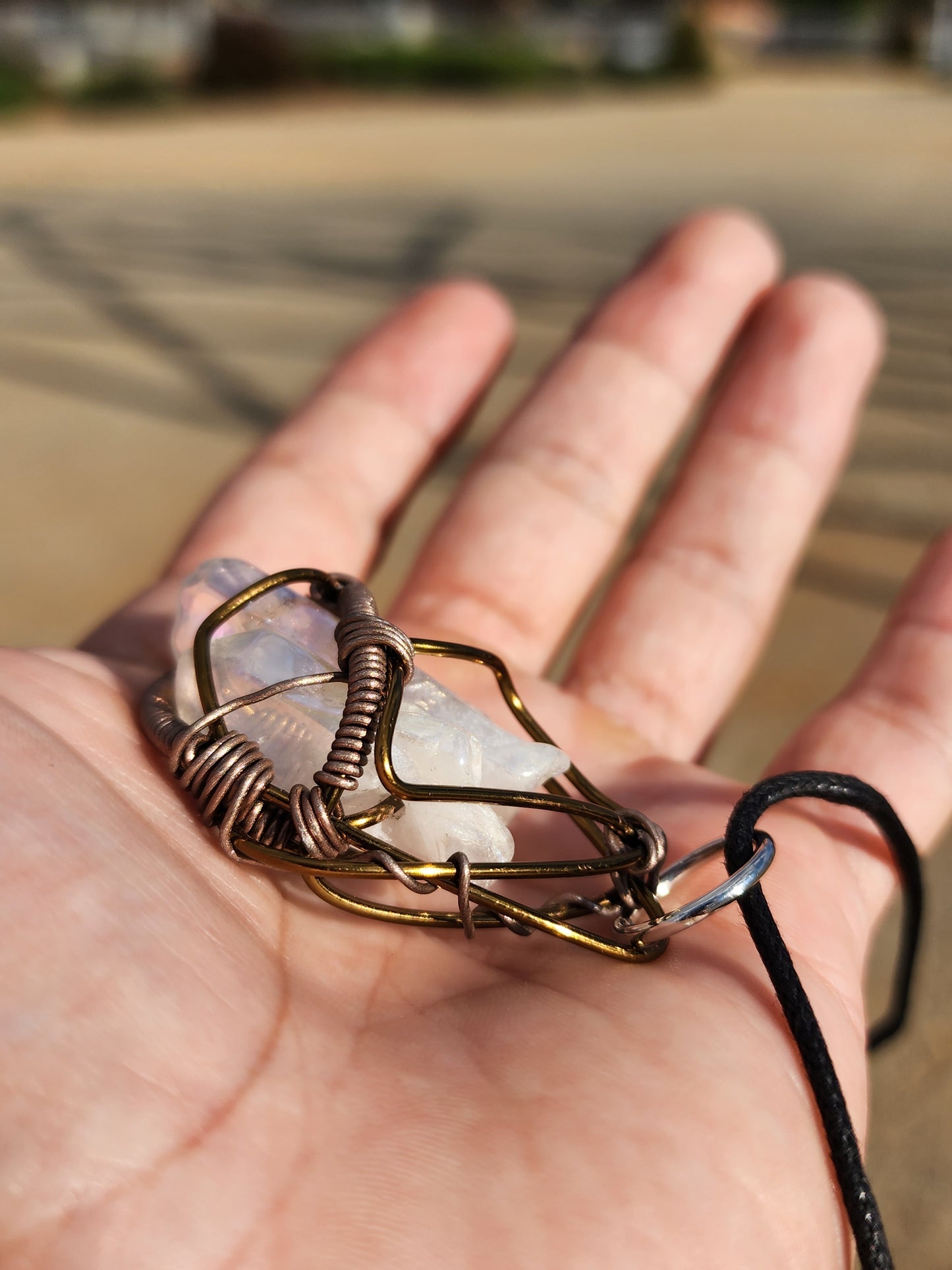 Trapped Companion. Flashed Quartz crystal necklace. Made by Eyesthatburnthemind.