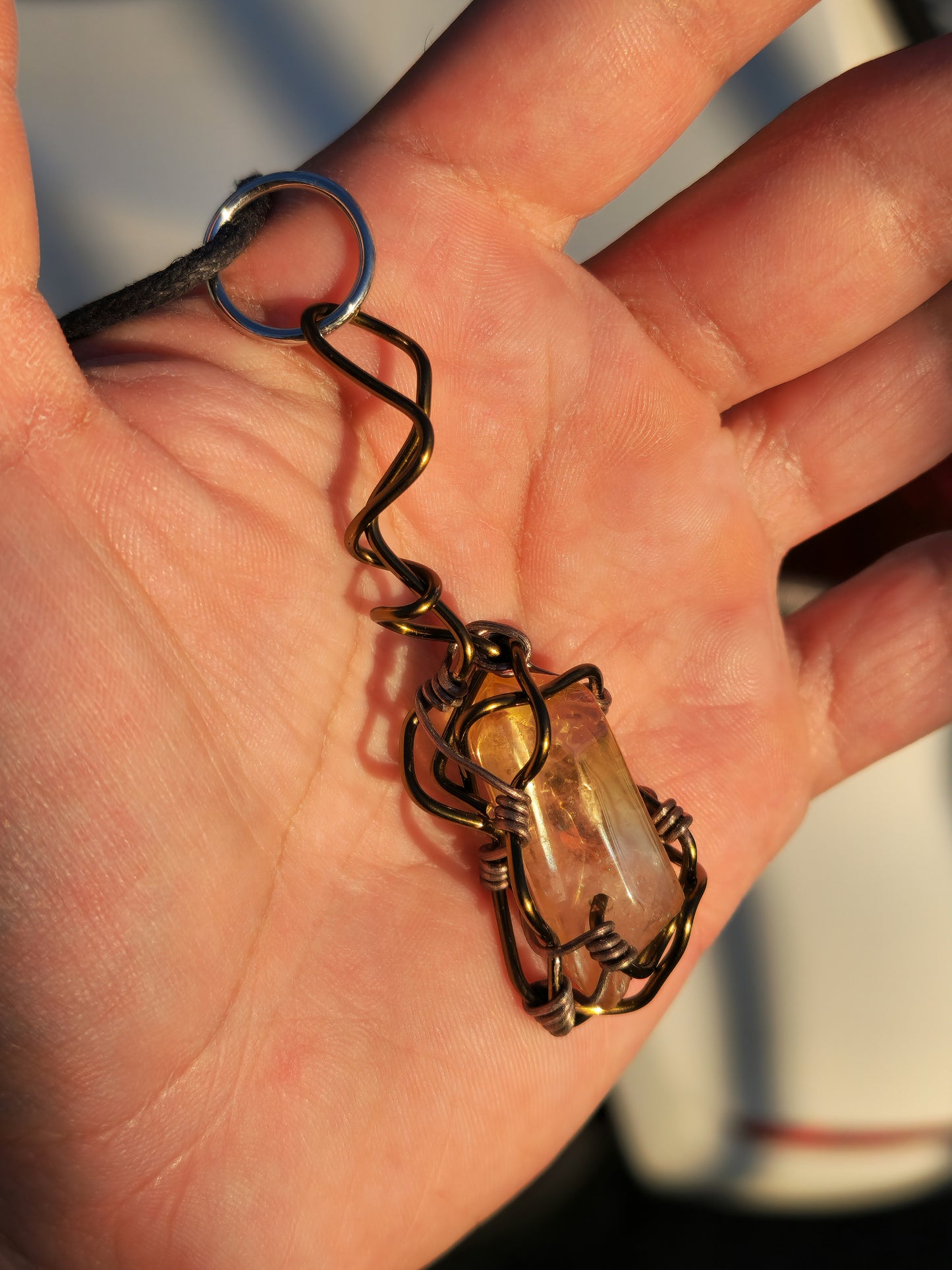 Crystal Fire Catalyst. Flashed Quartz Crystal Necklace. Made by Eyesthatburnthemind.