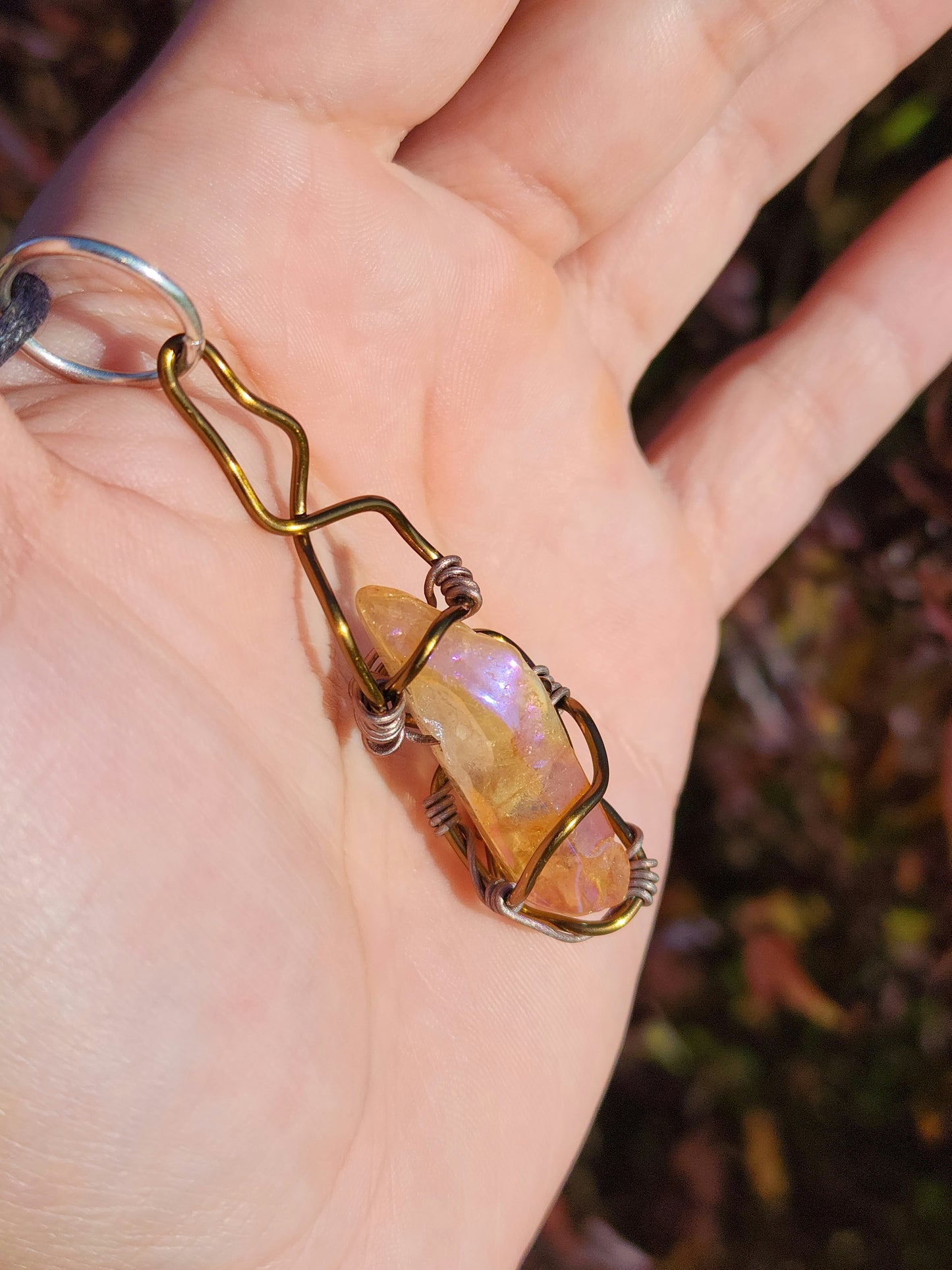 Crystal Fire Catalyst. Flashed Quartz Crystal Necklace. Made by Eyesthatburnthemind.