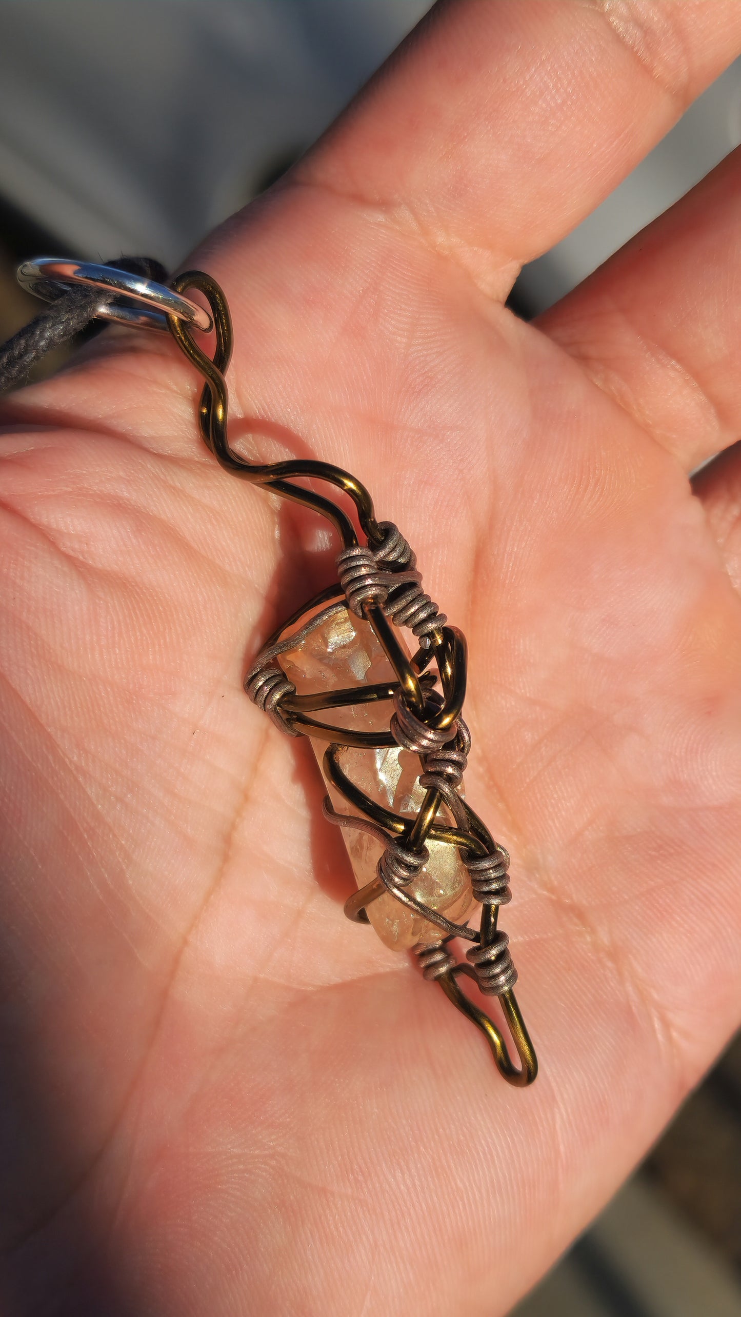 Crystal Fire Catalyst. Flashed Quartz Crystal Necklace. Made by Eyesthatburnthemind.