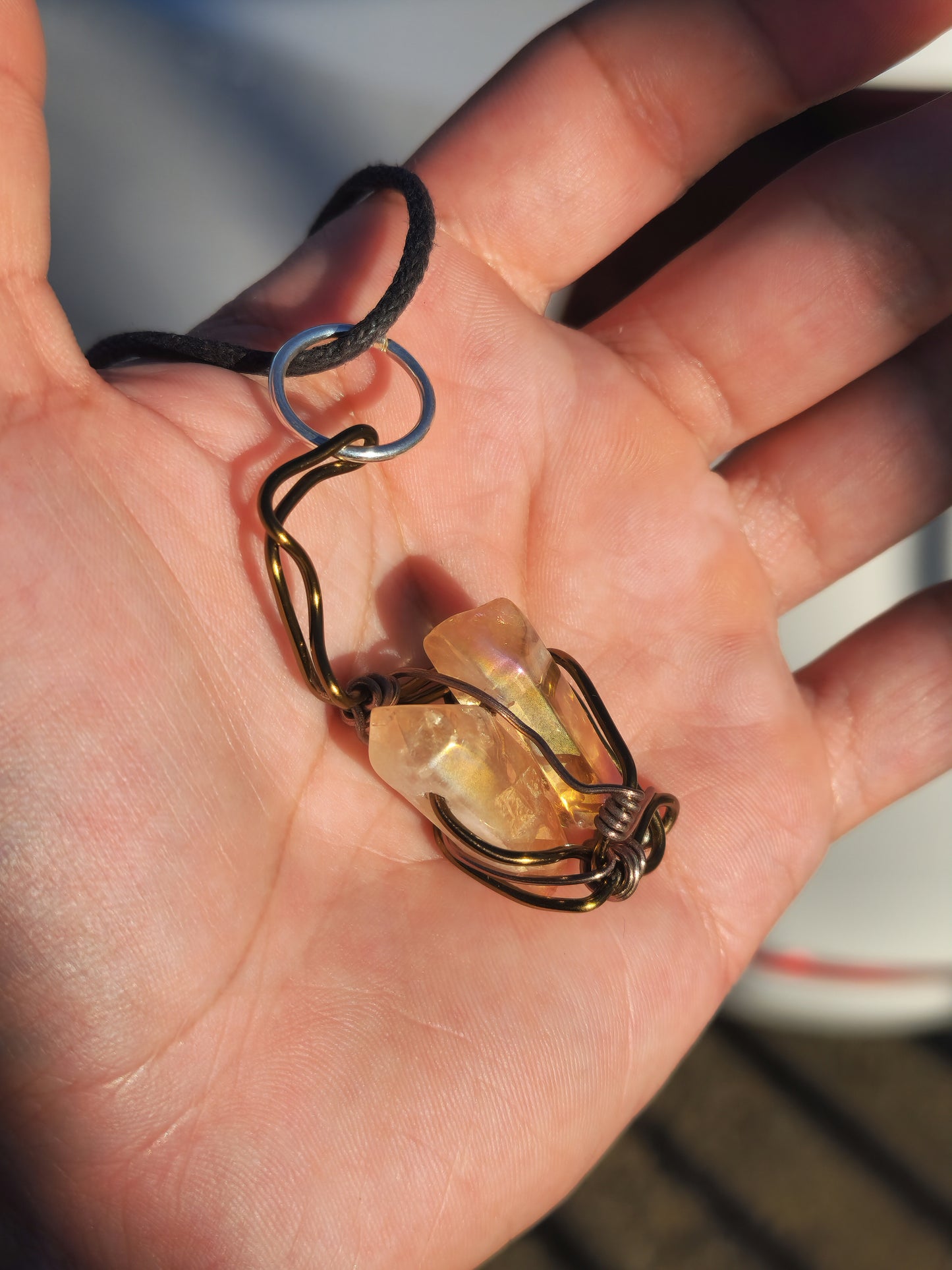 Crystal Fire Catalyst. Flashed Quartz Crystal Necklace. Made by Eyesthatburnthemind.