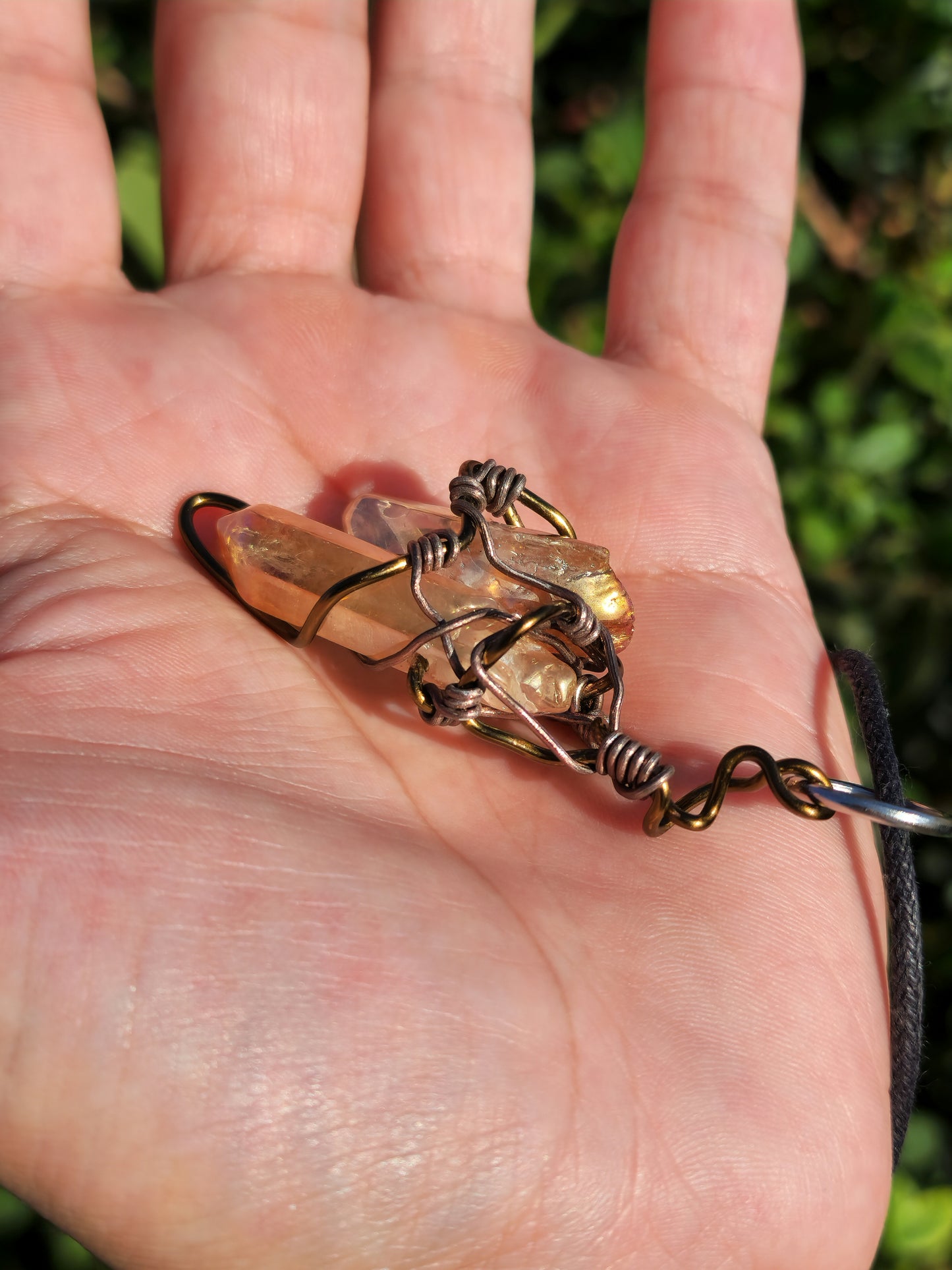 Crystal Fire Catalyst. Flashed Quartz Crystal Necklace. Made by Eyesthatburnthemind.