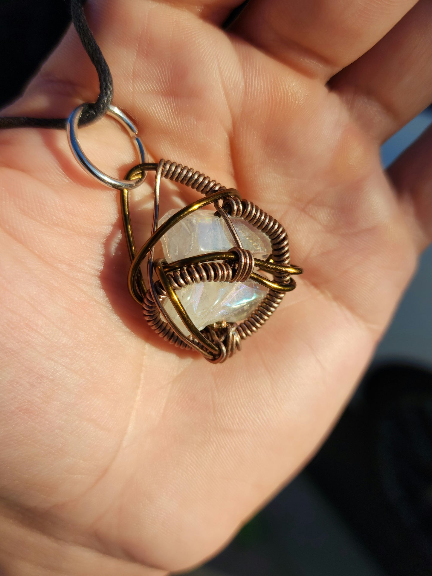 Loyal Companion. Flashed Quartz crystal necklace. Made by Eyesthatburnthemind.