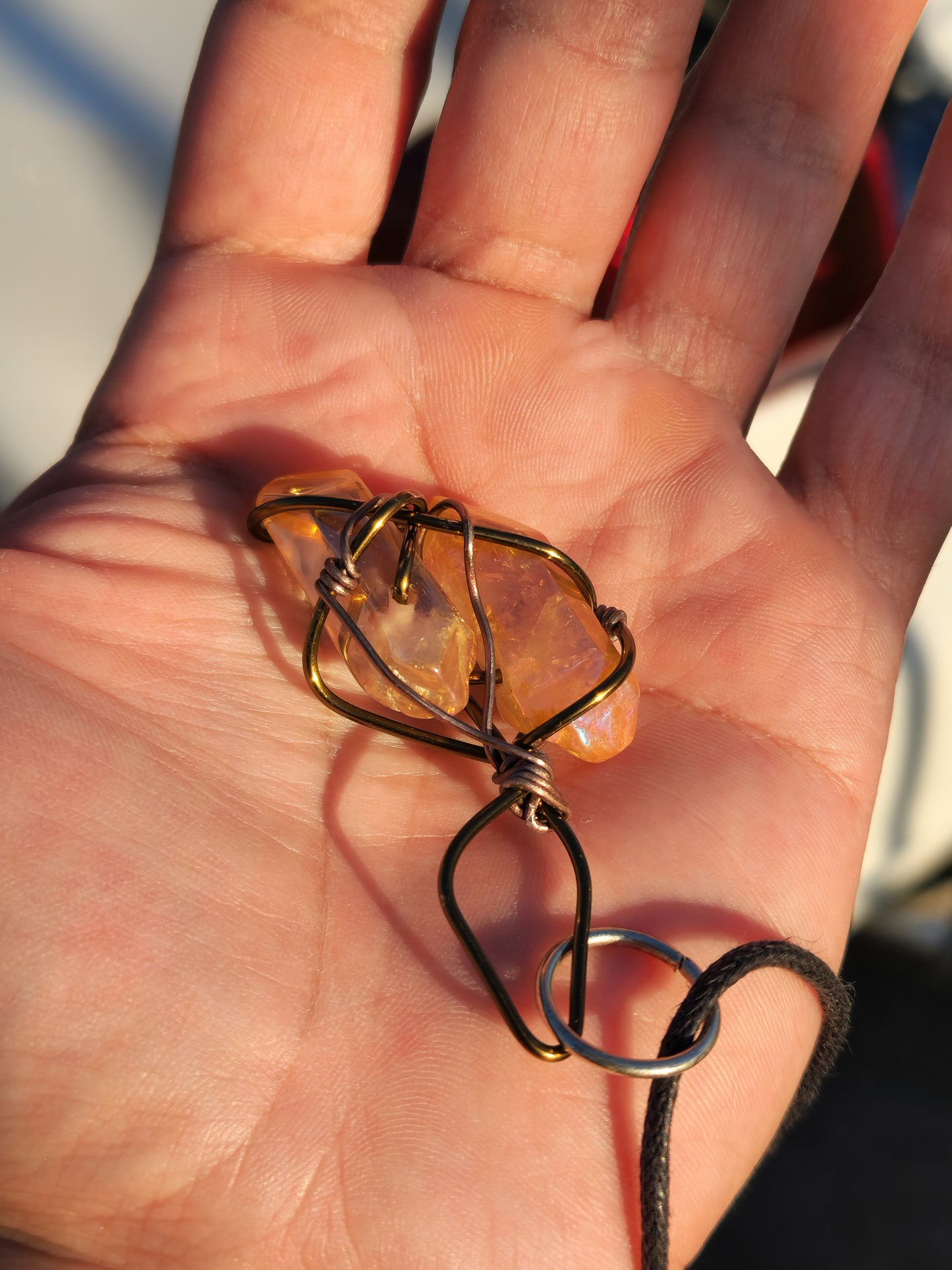 Crystal Fire Catalyst. Flashed Quartz Crystal Necklace. Made by Eyesthatburnthemind.