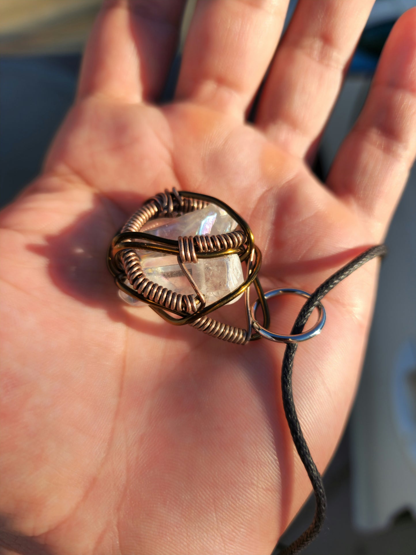 Loyal Companion. Flashed Quartz crystal necklace. Made by Eyesthatburnthemind.