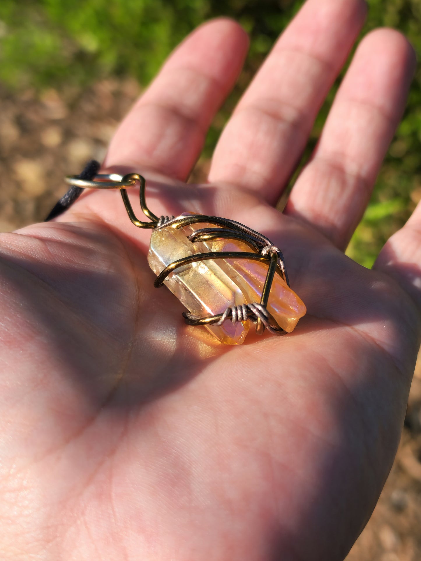 Crystal Fire Catalyst. Flashed Quartz Crystal Necklace. Made by Eyesthatburnthemind.