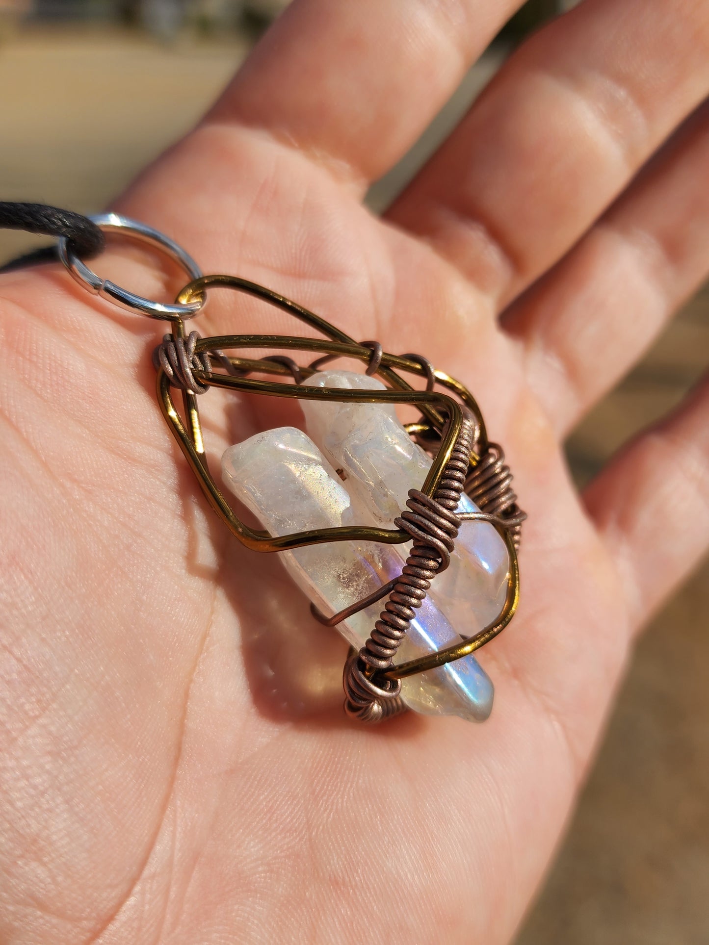 Trapped Companion. Flashed Quartz crystal necklace. Made by Eyesthatburnthemind.