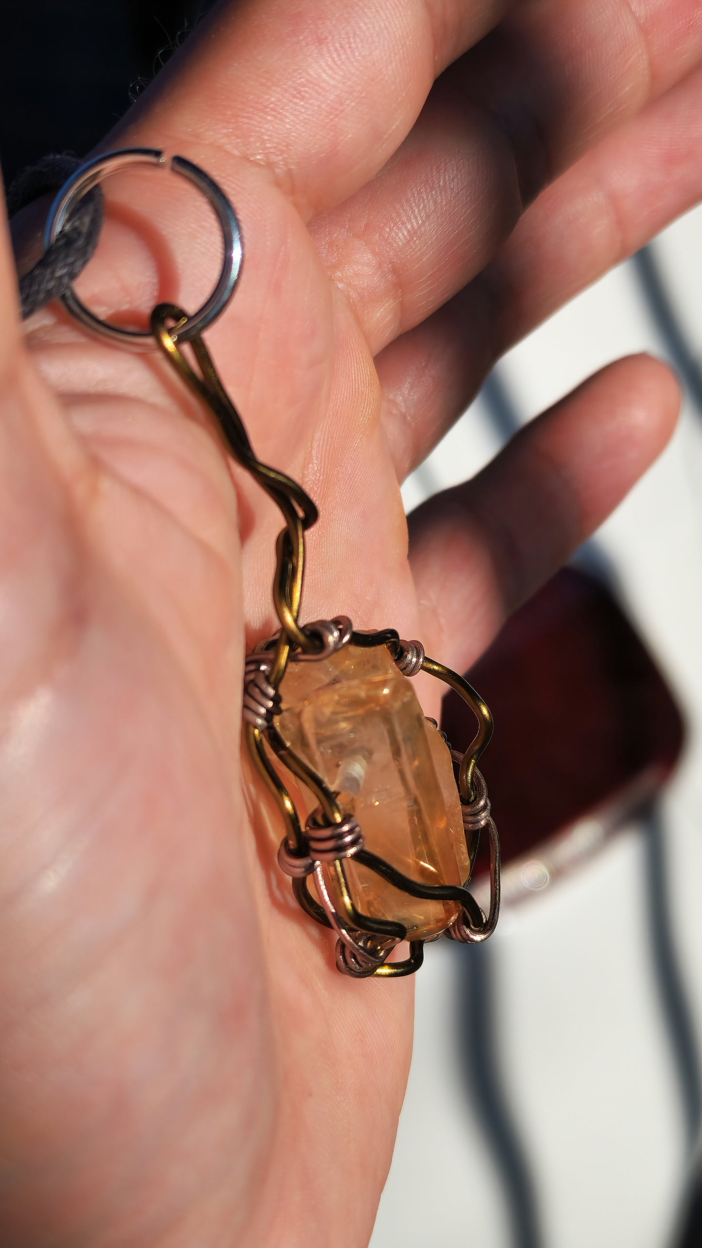 Crystal Fire Catalyst. Flashed Quartz Crystal Necklace. Made by Eyesthatburnthemind.