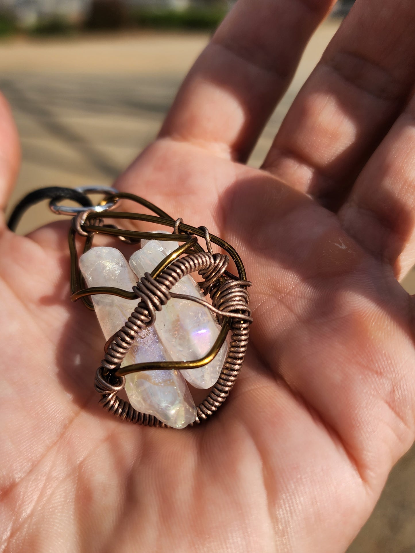 Trapped Companion. Flashed Quartz crystal necklace. Made by Eyesthatburnthemind.