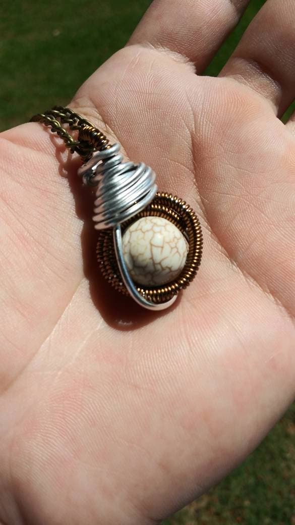 Far out landing. Howlite necklace. Made by Eyesthatburnthemind.