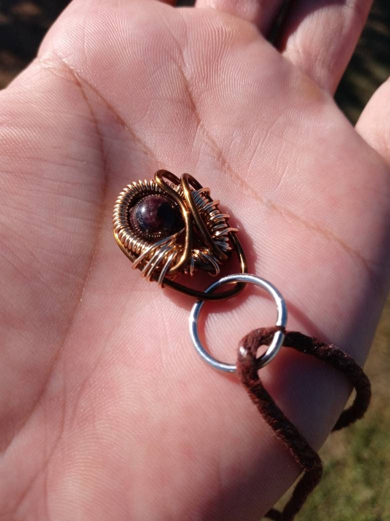 Ancient Contraption. Garnet crystal necklace. Made by Eyesthatburnthemind.