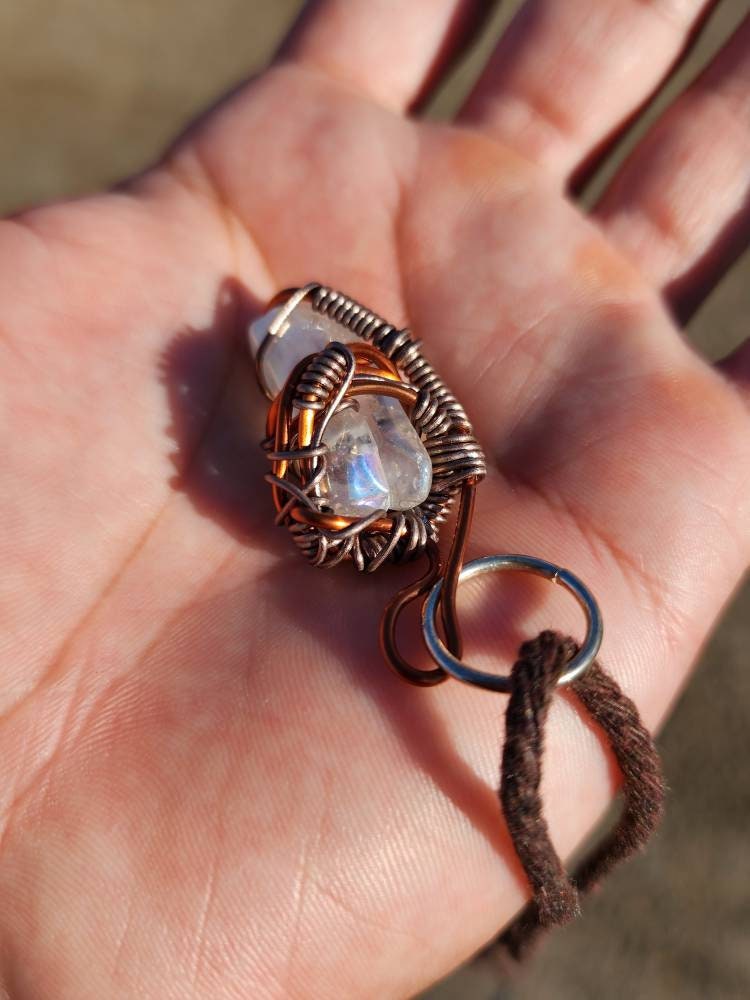 Unique Flow. Clear Quartz crystal necklace. Made by Eyesthatburnthemind.
