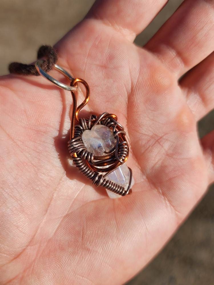Unique Flow. Clear Quartz crystal necklace. Made by Eyesthatburnthemind.