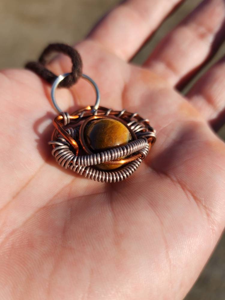Primordial Vision. Golden Tigers Eye necklace. Made by Eyesthatburnthemind.