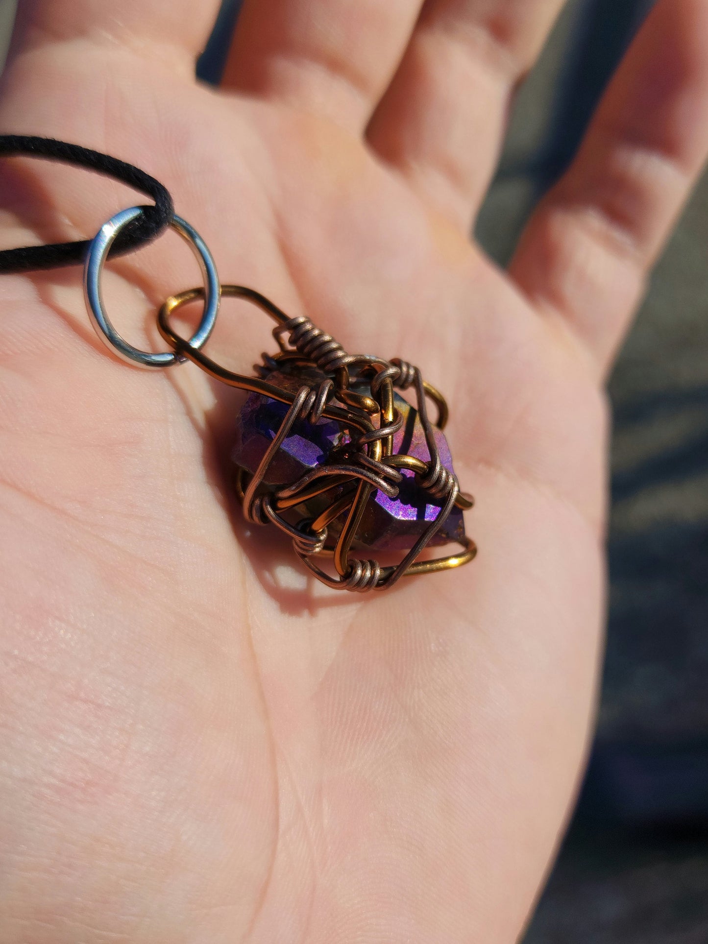 Radiant Chaos. Flashed quartz crystal necklace. Made by Eyesthatburnthemind.