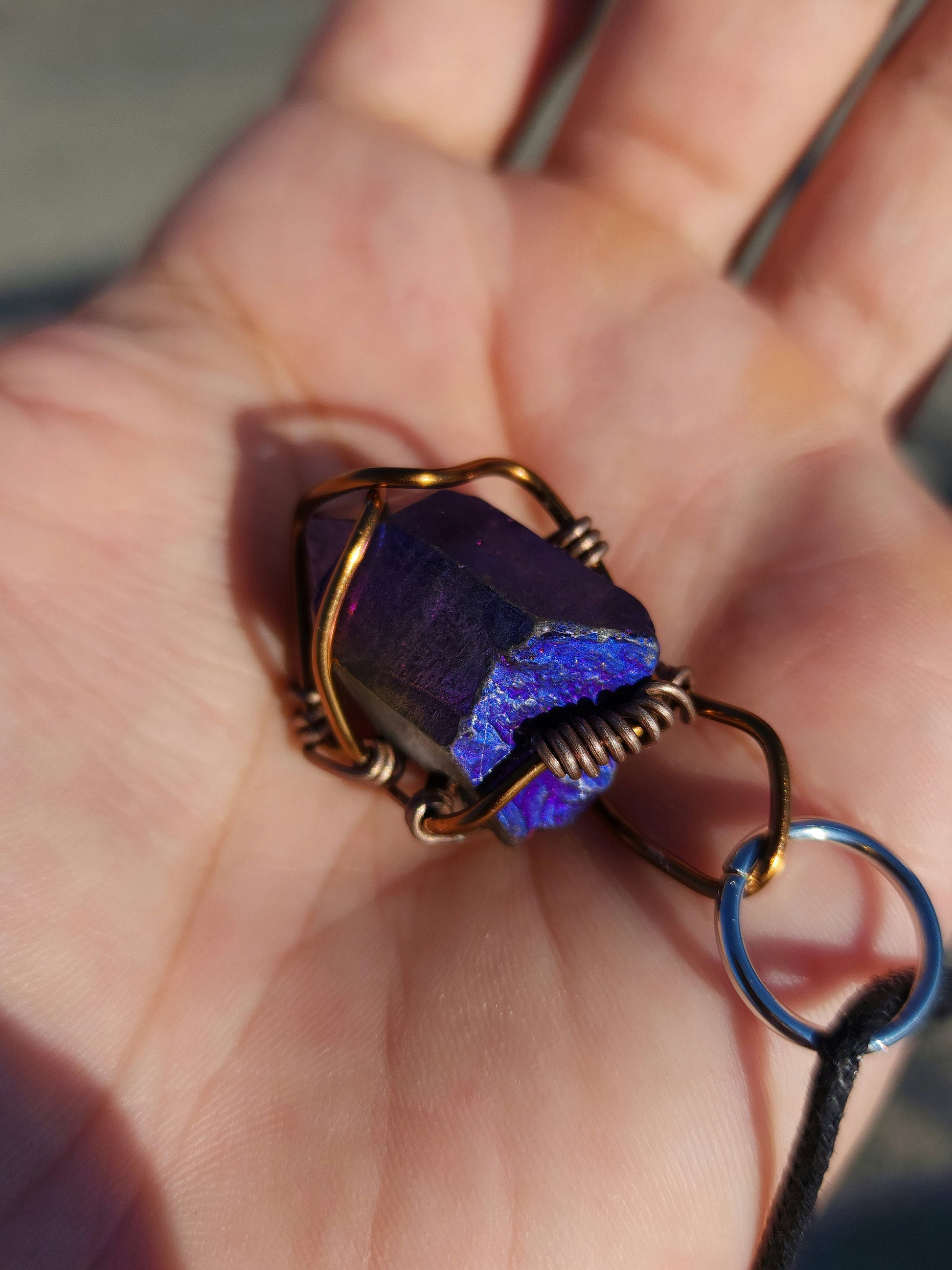 Radiant Chaos. Flashed quartz crystal necklace. Made by Eyesthatburnthemind.