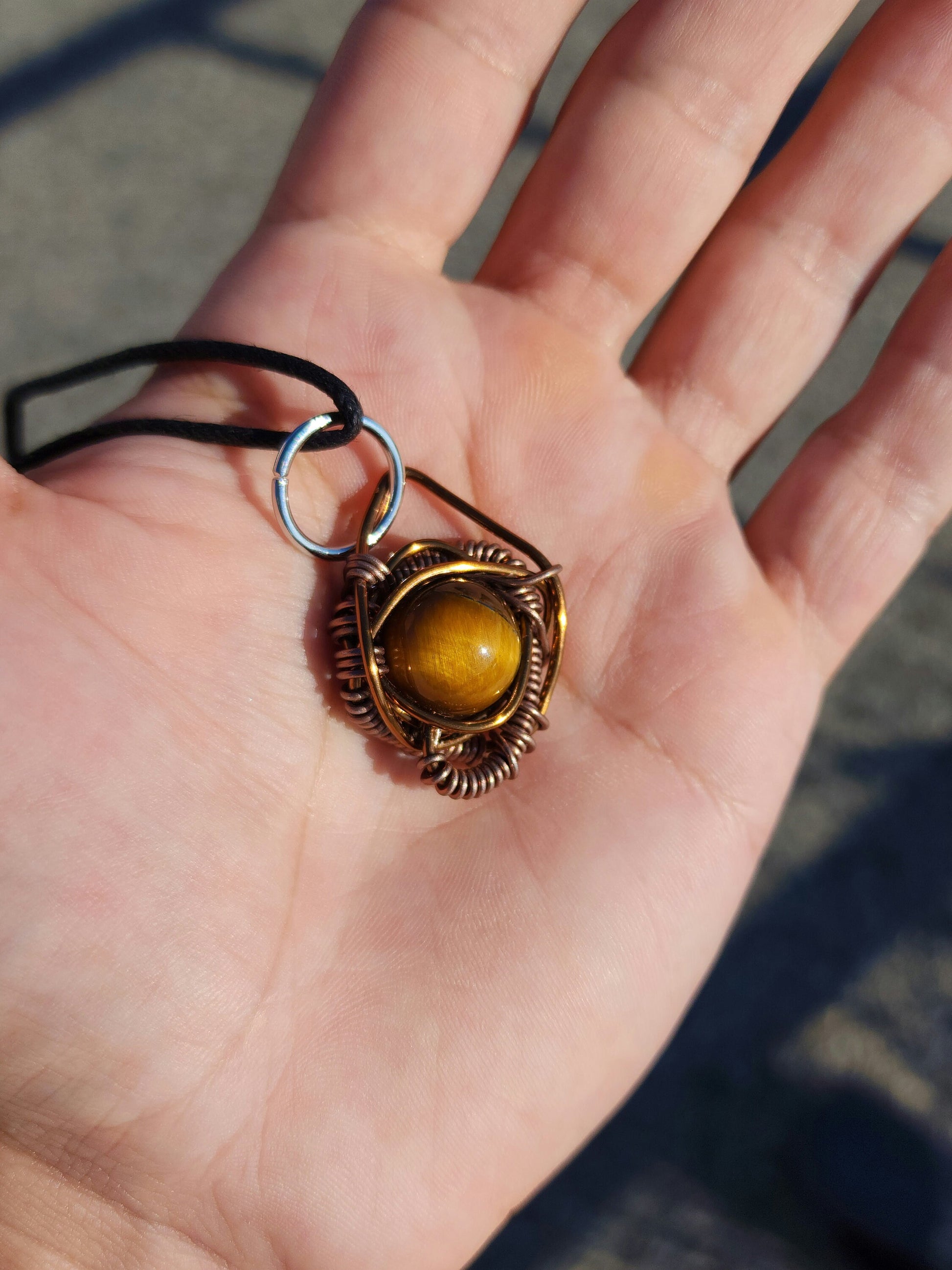 Primordial Vision. Golden Tigers Eye necklace. Made by Eyesthatburnthemind.