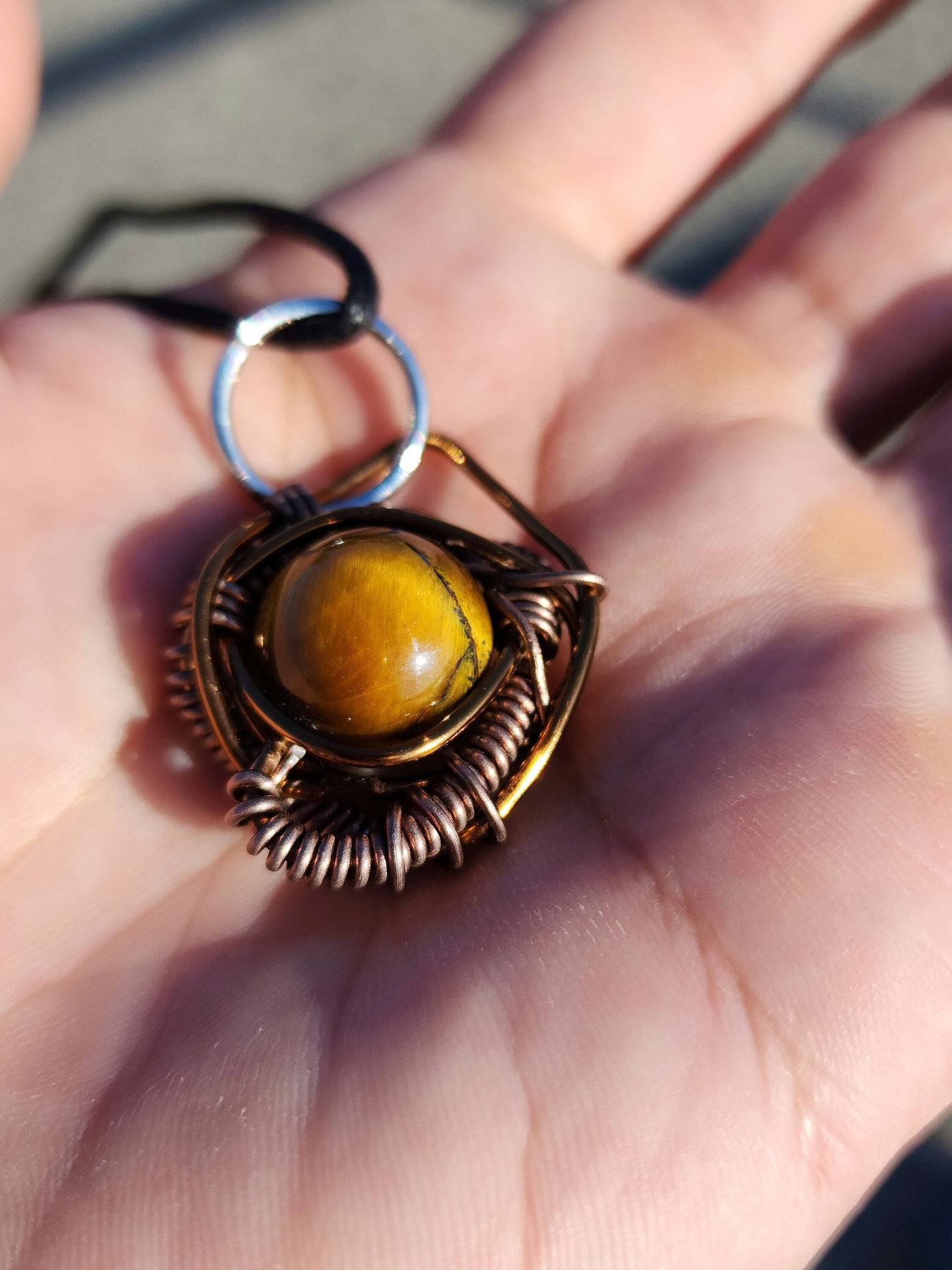 Primordial Vision. Golden Tigers Eye necklace. Made by Eyesthatburnthemind.