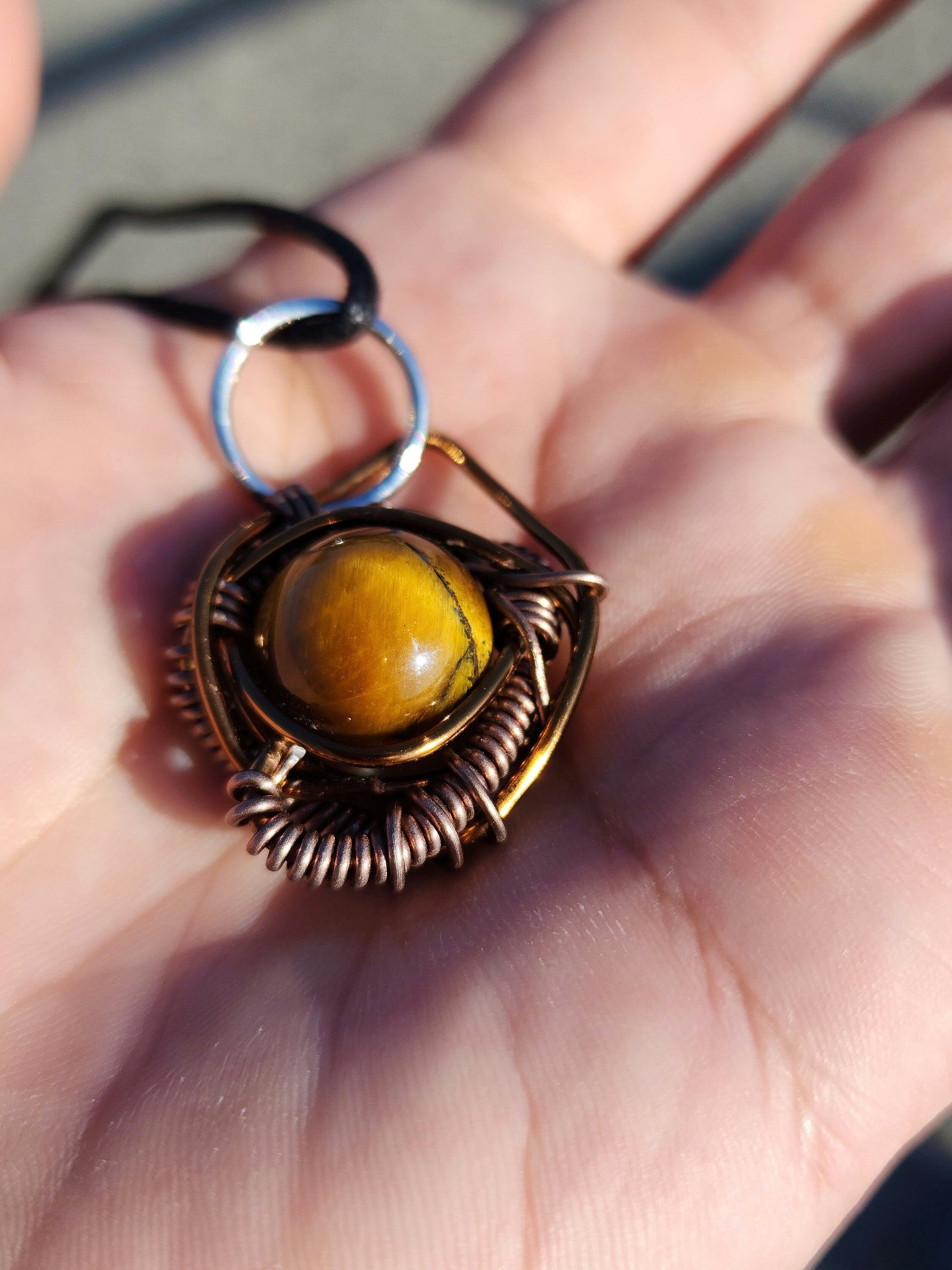 Primordial Vision. Golden Tigers Eye necklace. Made by Eyesthatburnthemind.