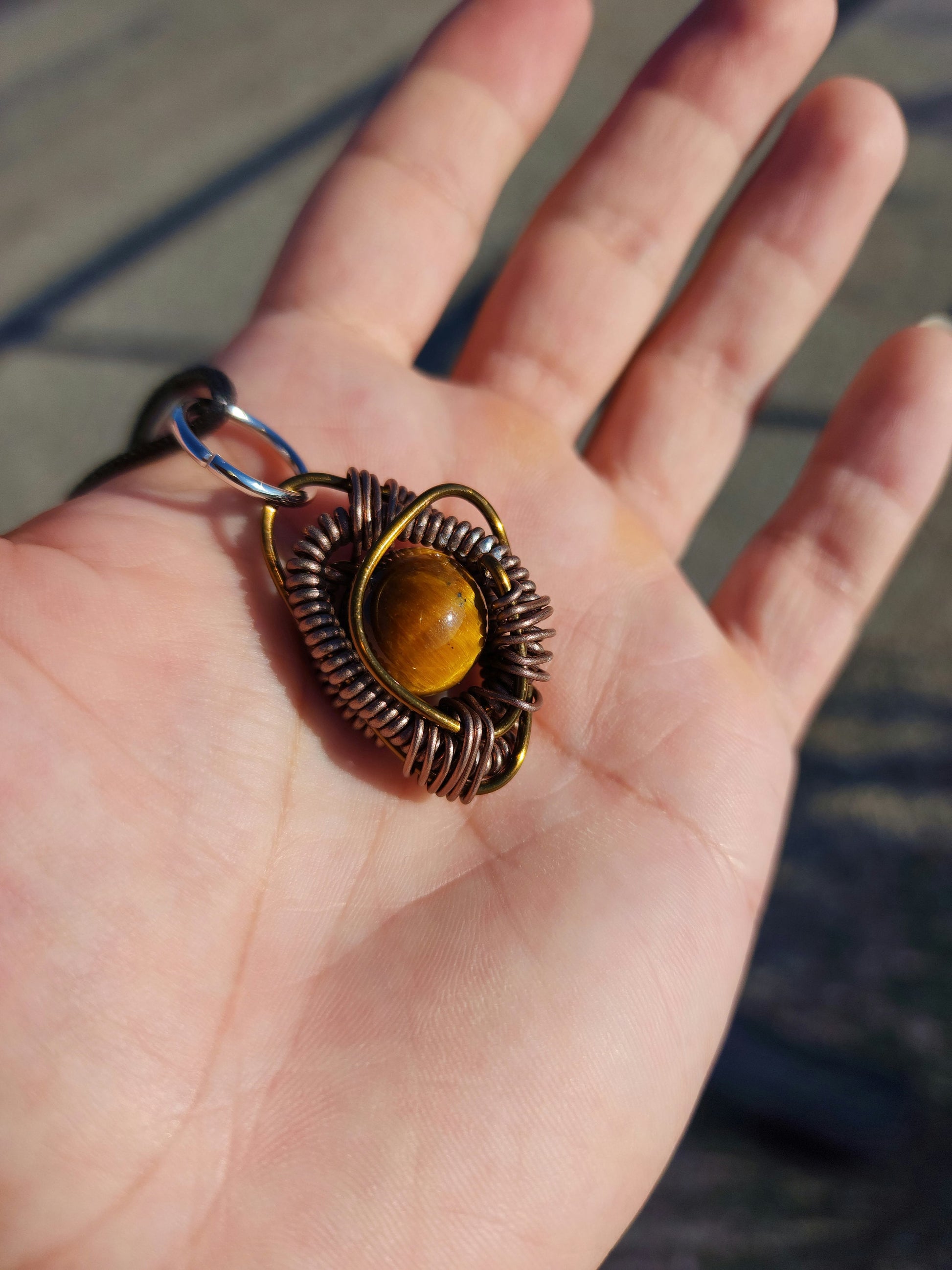 Primordial Vision. Golden Tigers Eye necklace. Made by Eyesthatburnthemind.