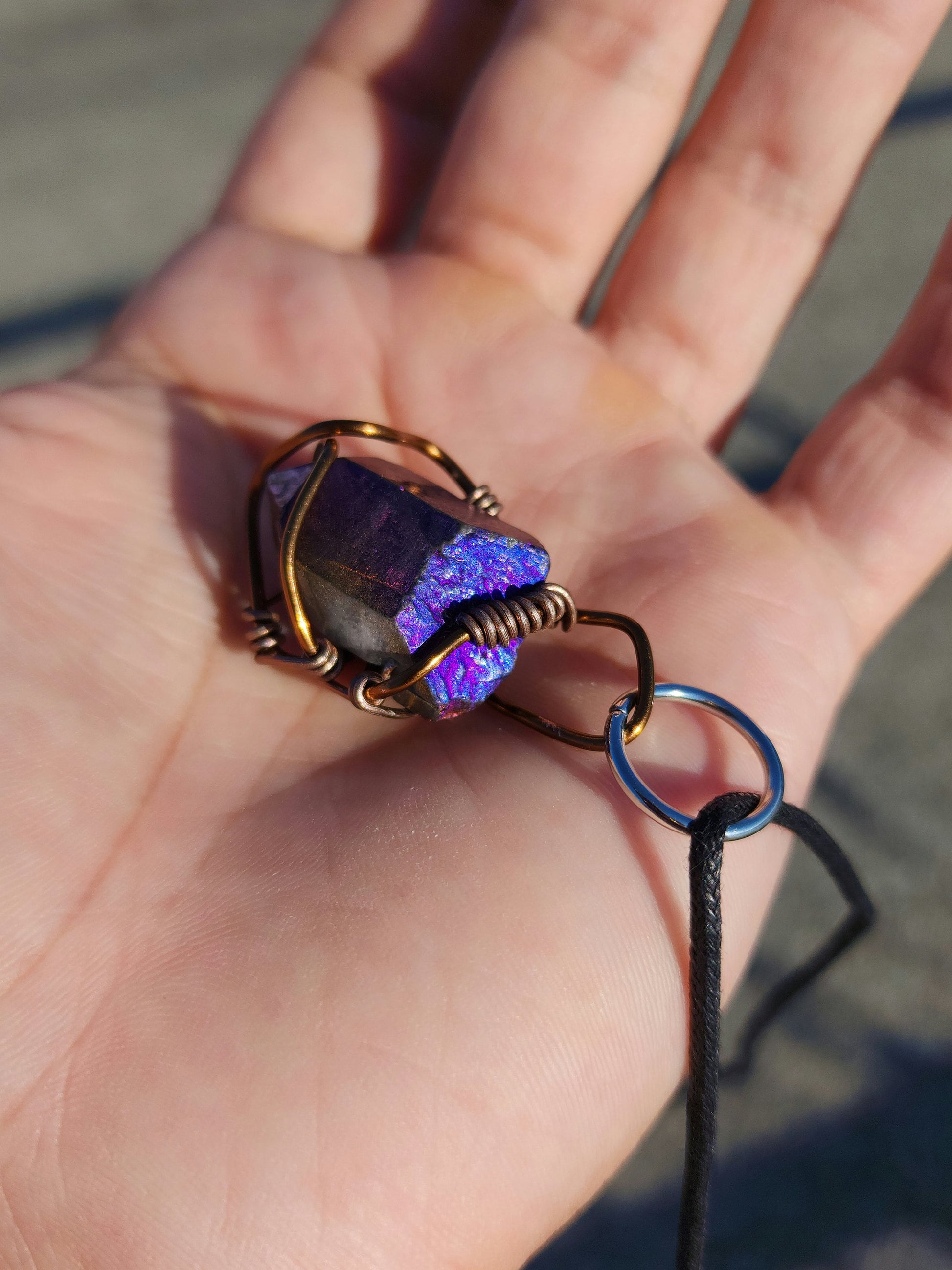 Radiant Chaos. Flashed quartz crystal necklace. Made by Eyesthatburnthemind.