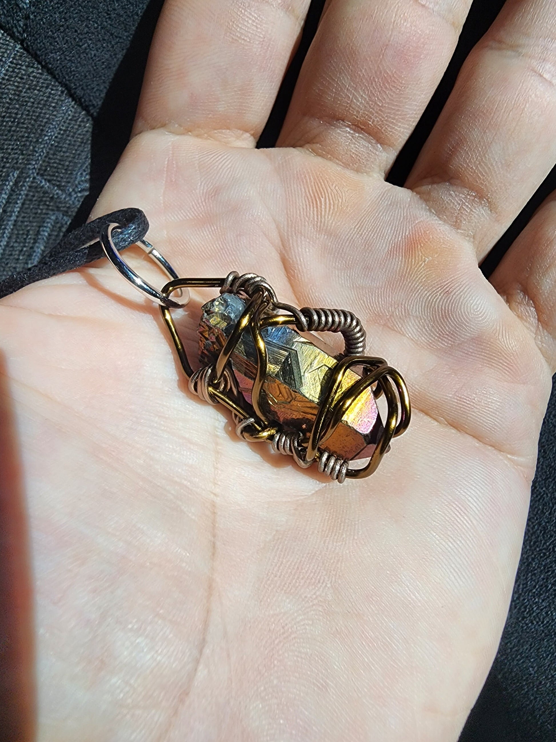 Ancient Contraption. Flashed quartz crystal necklace. Made by Eyesthatburnthemind.